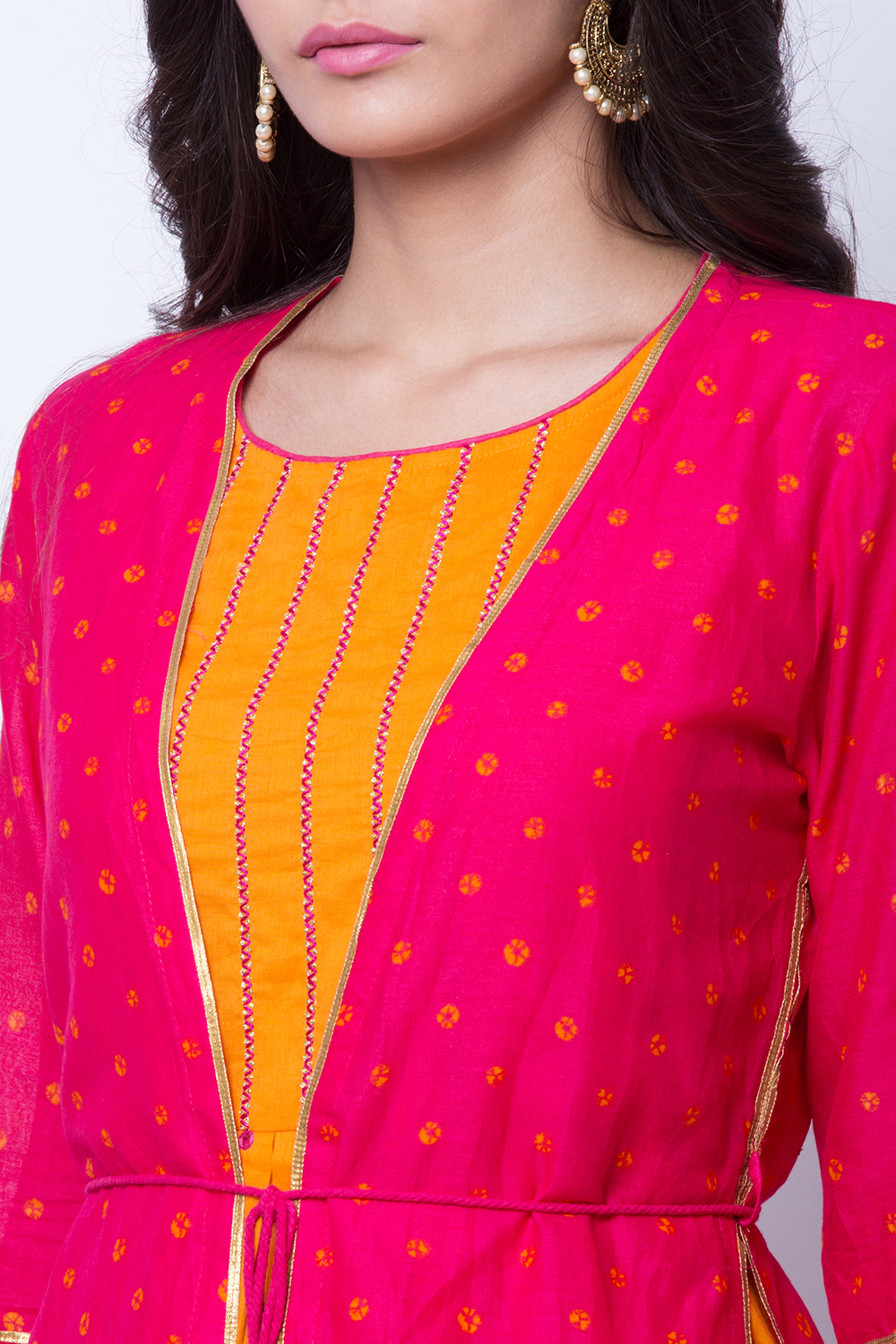 Pink Cotton Straight Kurta image number 1
