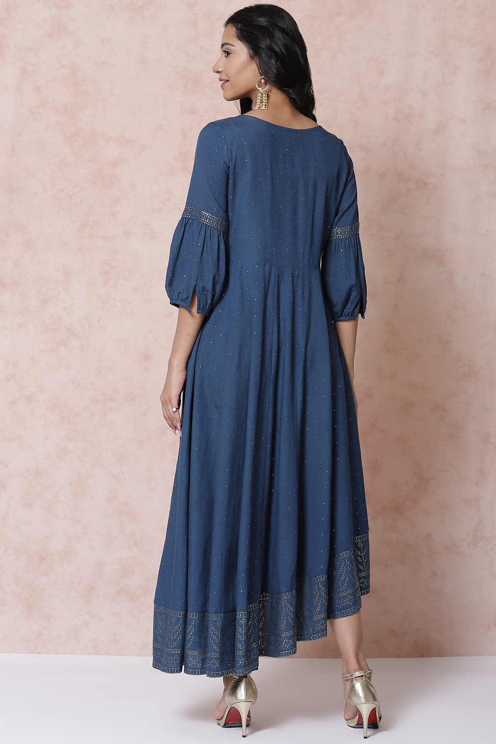 Indigo LIVA Kalidar Dress image number 4