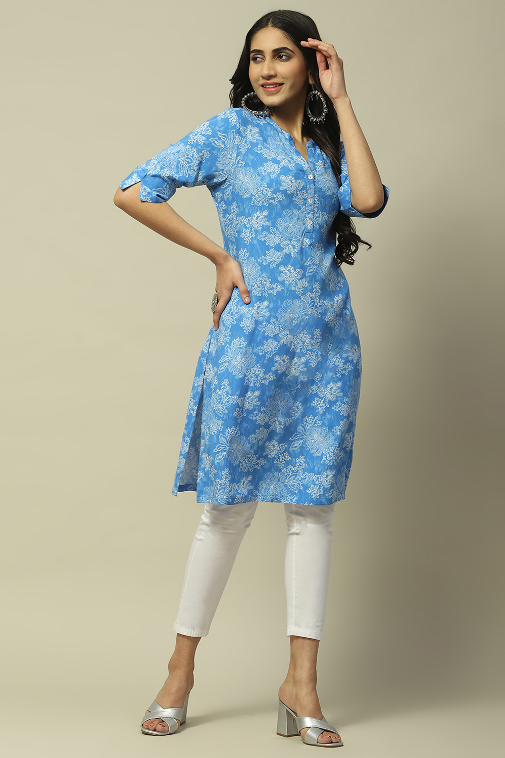 Blue Rayon Staight Kurta image number 0