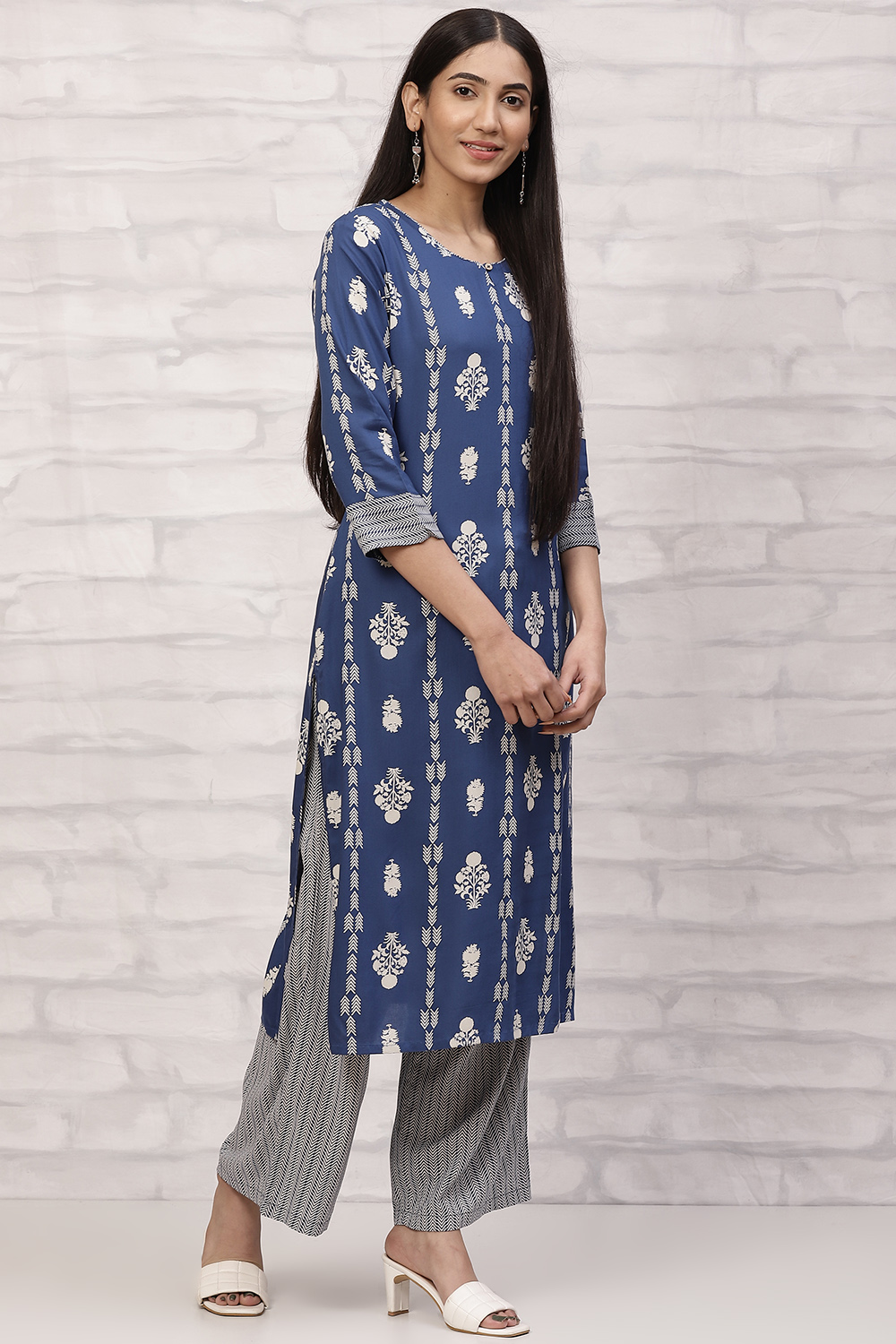 Blue LIVA Kurta Set image number 5