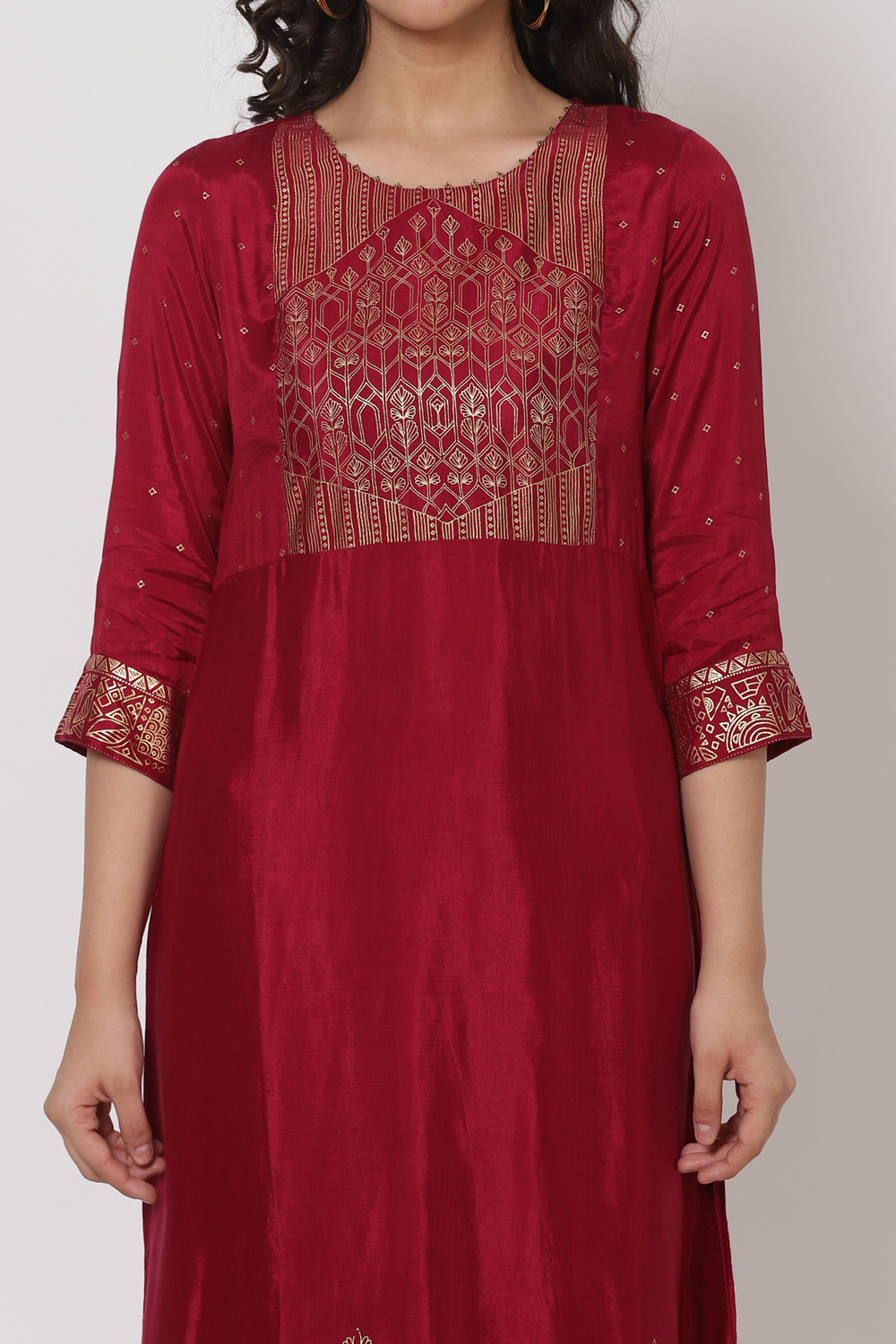 Wine Viscose Line Kurta image number 1