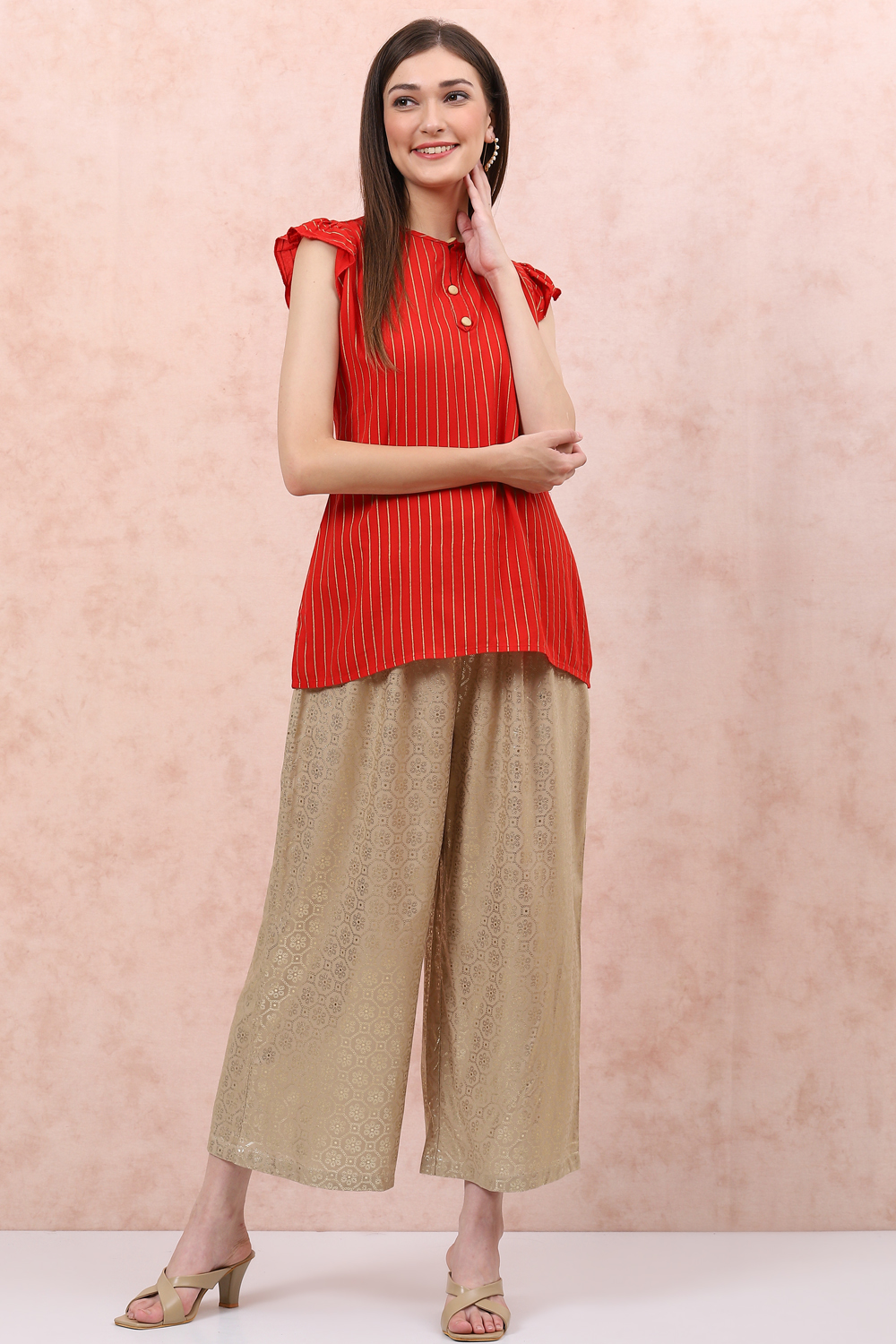 Golden LIVA Palazzo Pants image number 5