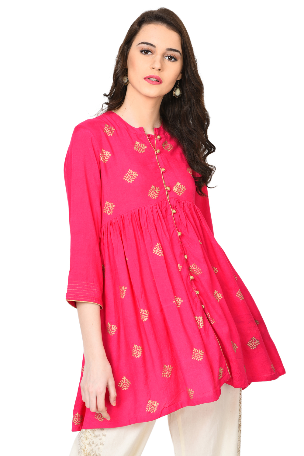 Pink A-Line Viscose Kurta image number 0