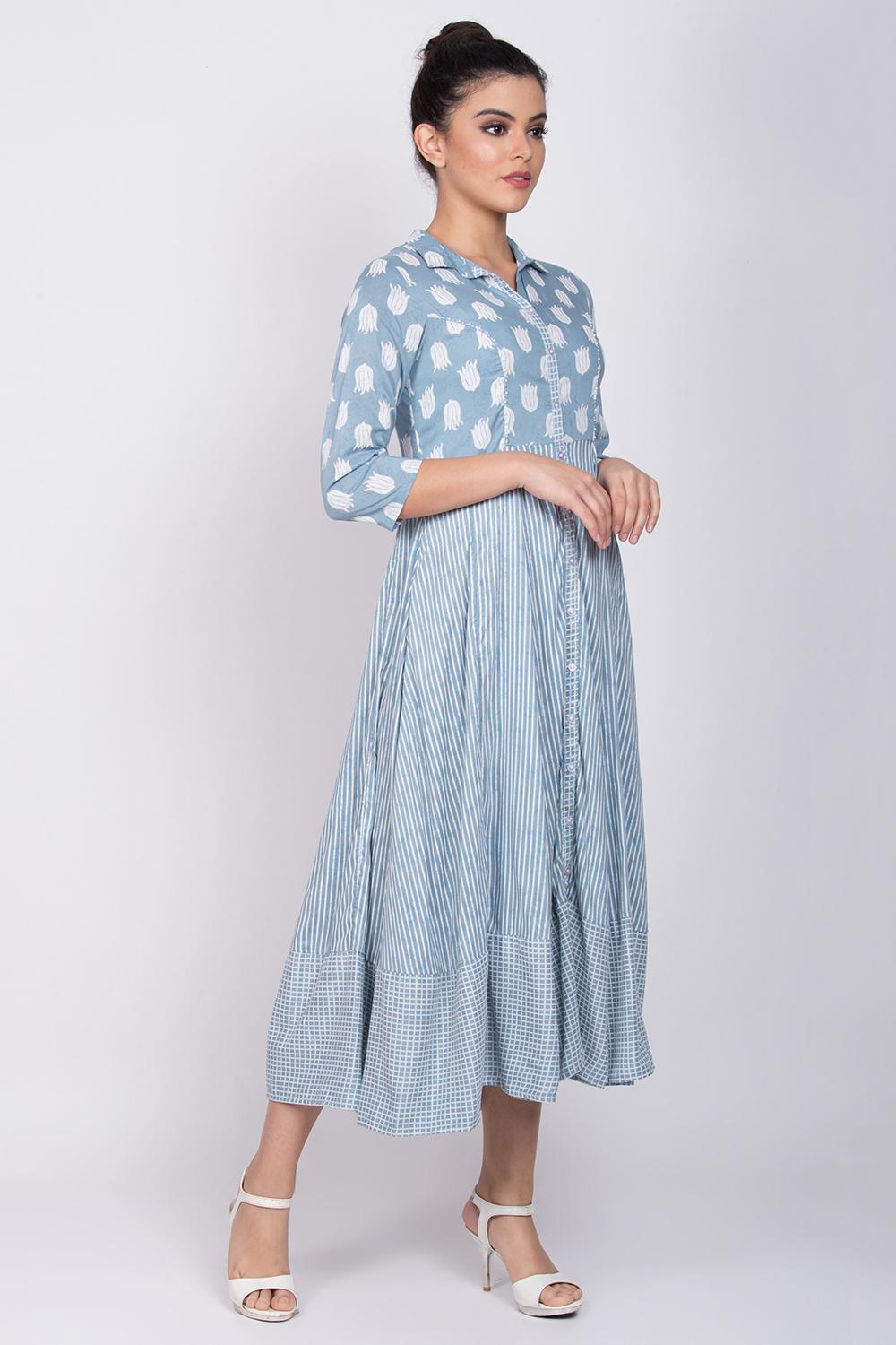 Grey Viscose Kalidar Dress image number 3