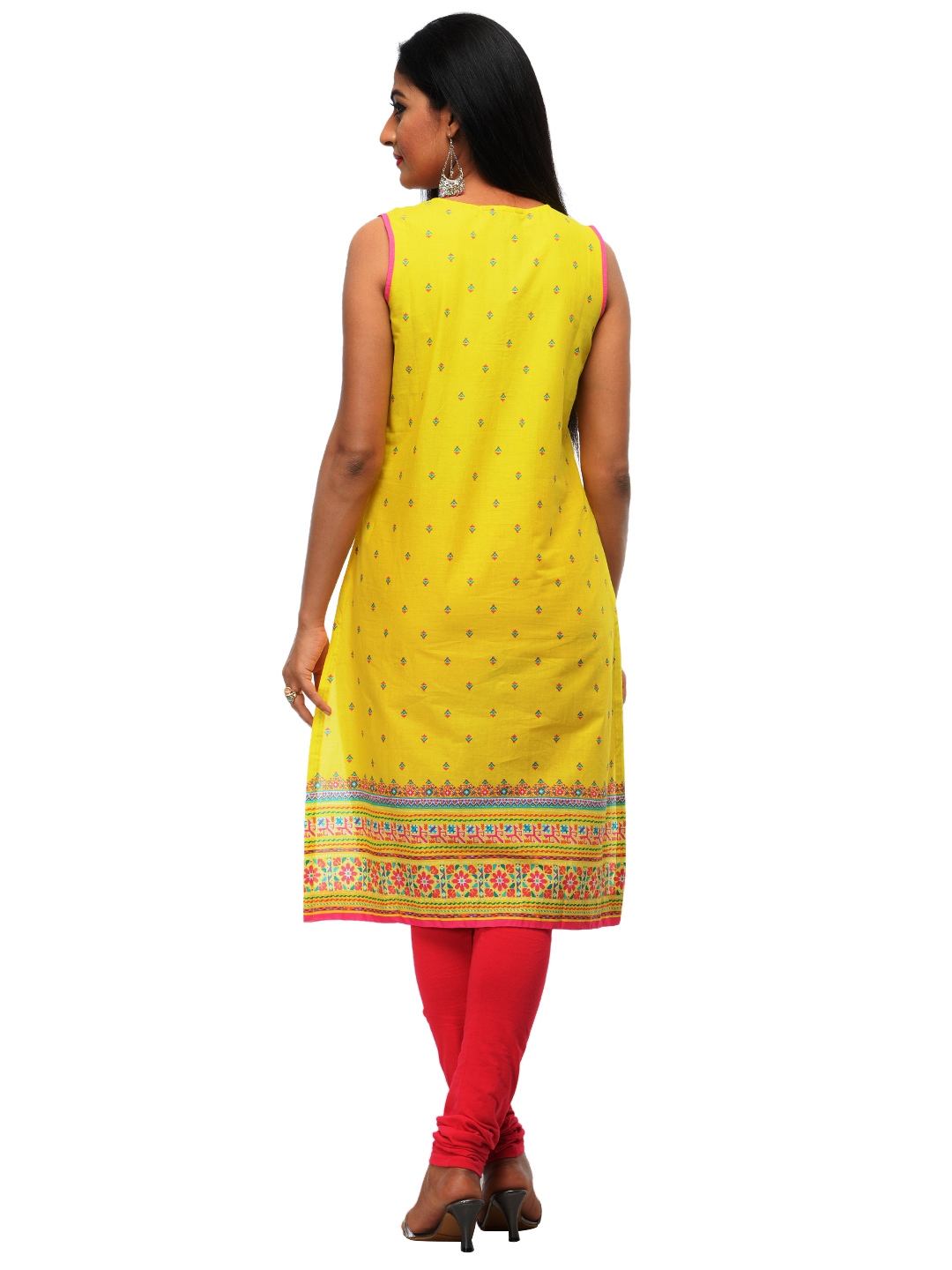 Lime Cotton Straight Kurta image number 3