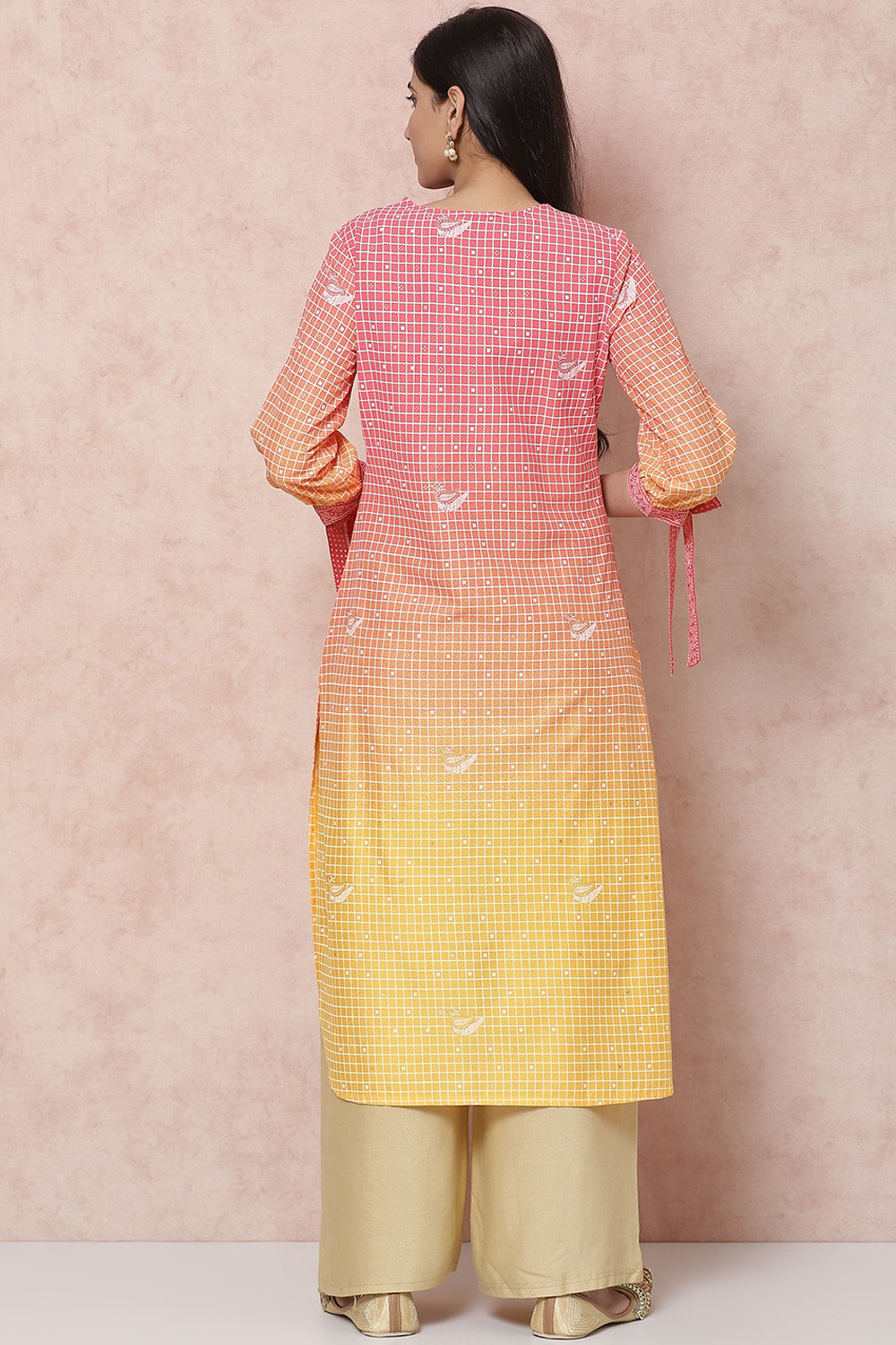 Yellow LIVA Straight Kurta image number 4