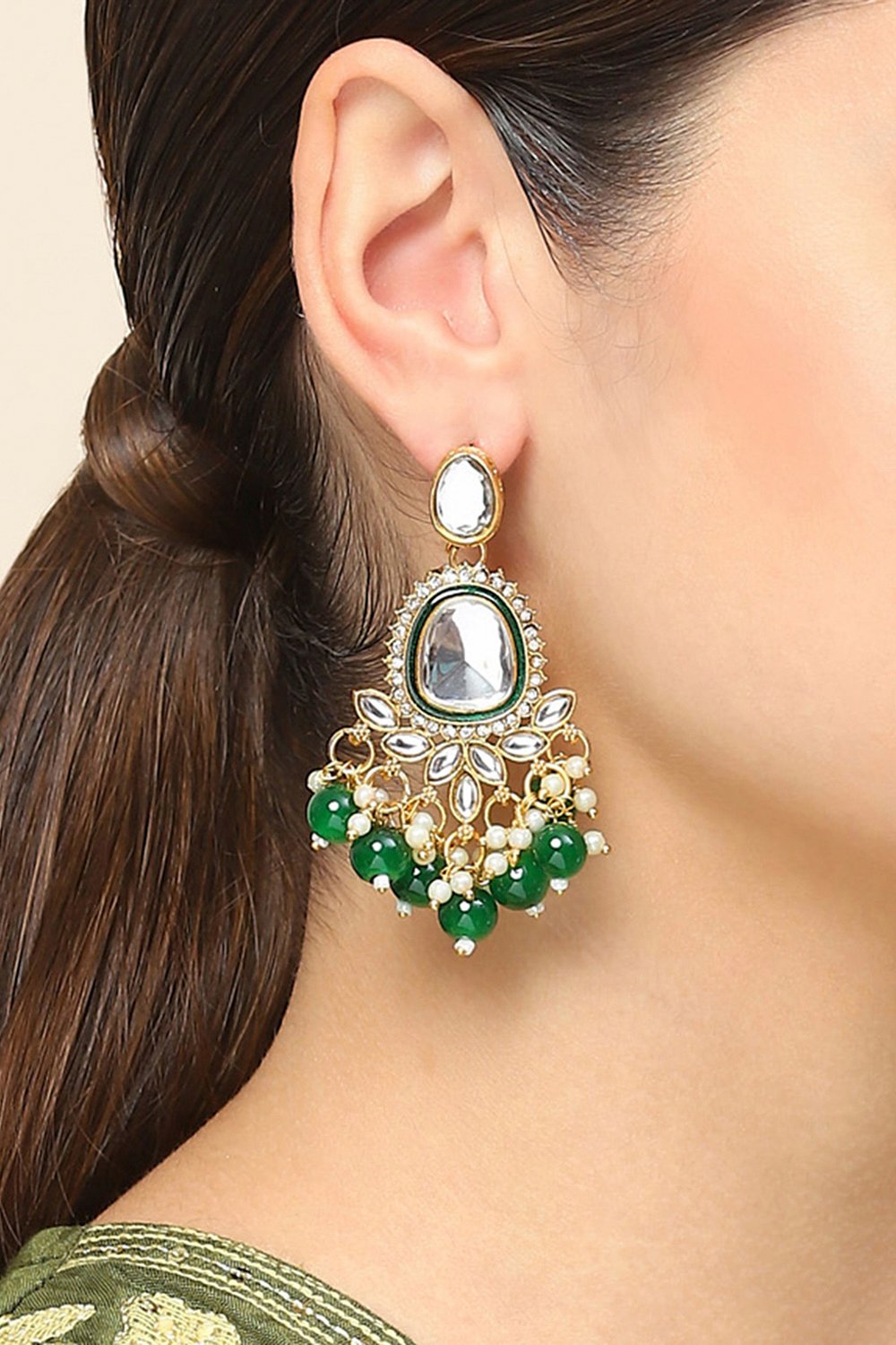 Green Oxidised Alloy Earrings image number 1