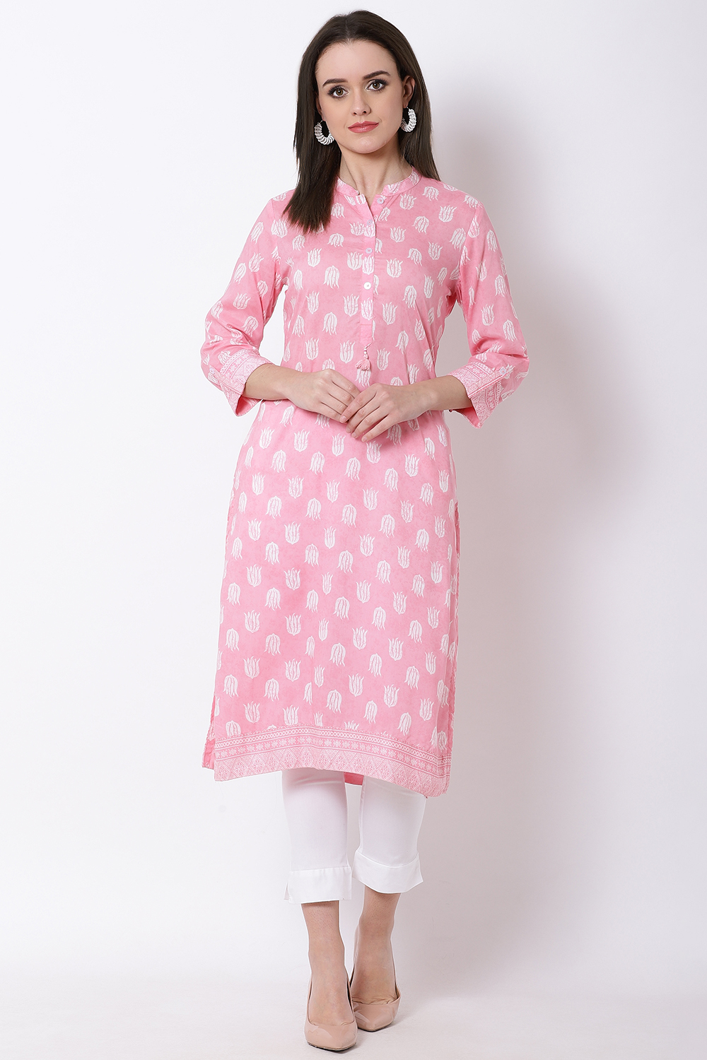 Pink Viscose Straight Kurta image number 0