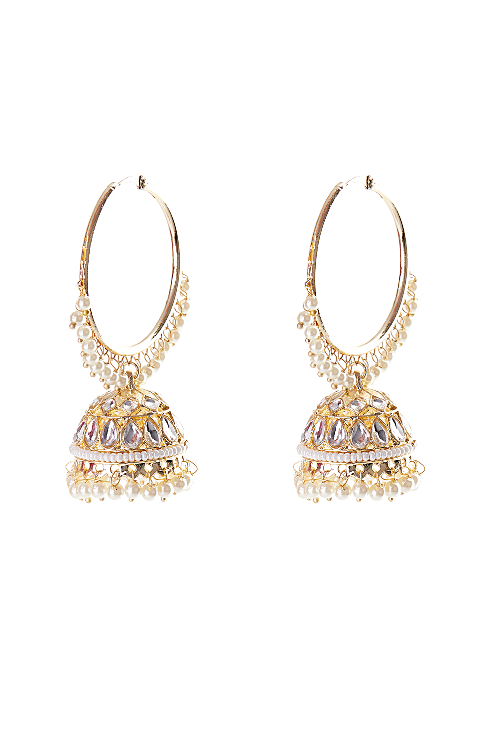 Gold Metal Brass Earrings image number 2