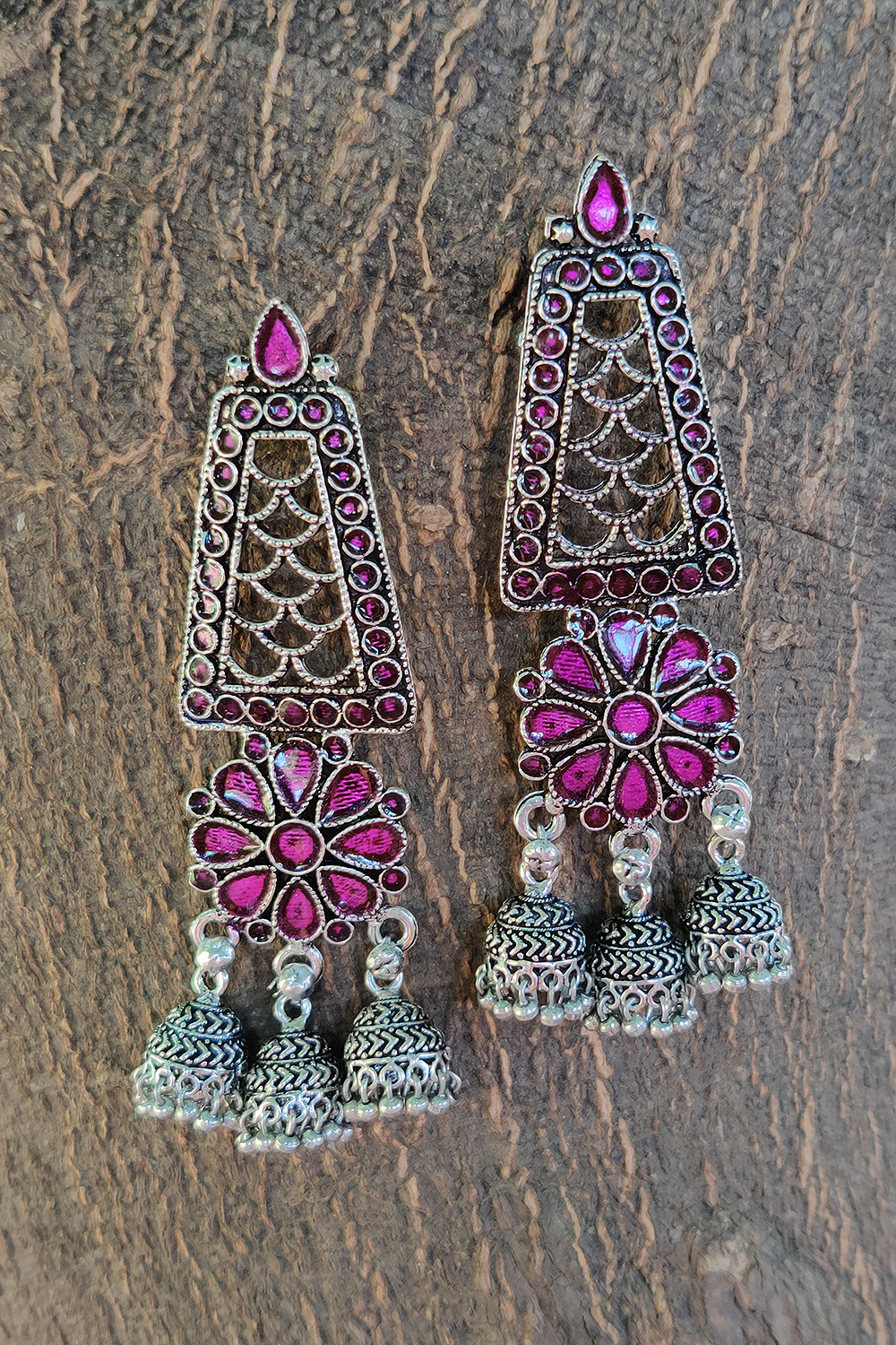Purple Metal Brass Earring image number 1