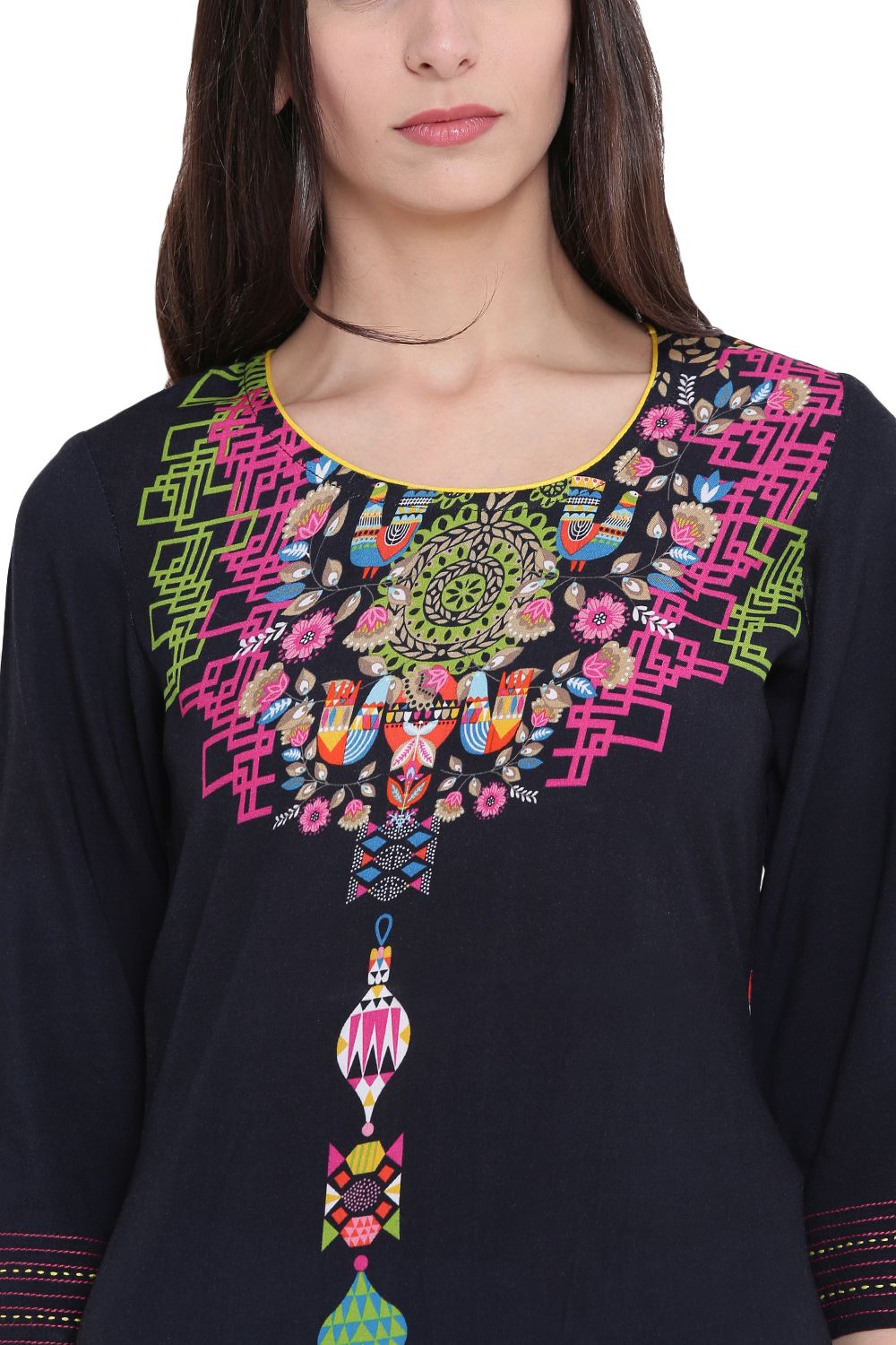 Black Rayon Straight Kurta image number 1