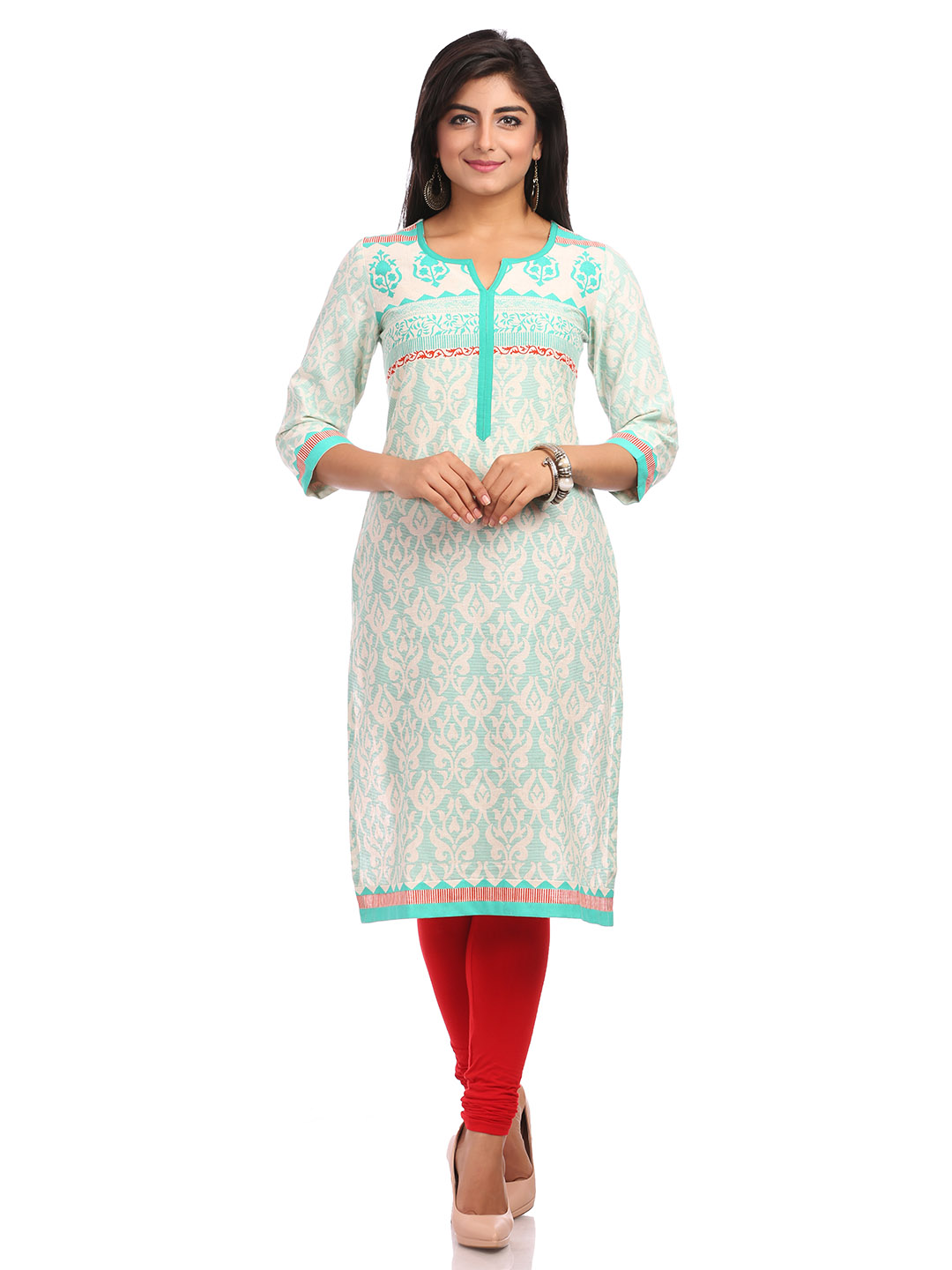Beige Straight Cotton Kurta image number 0