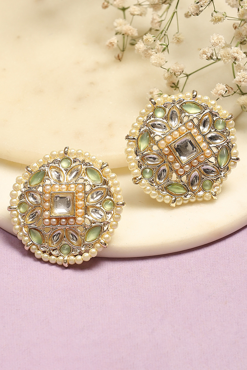 Mint Green Brass Earrings image number 0