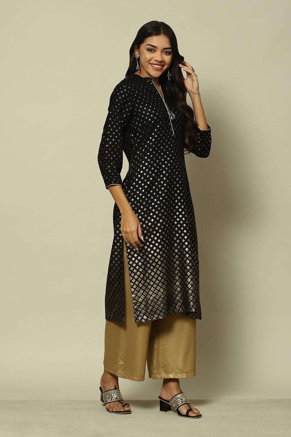 Maroon LIVA Straight Printed Kurta image number 3