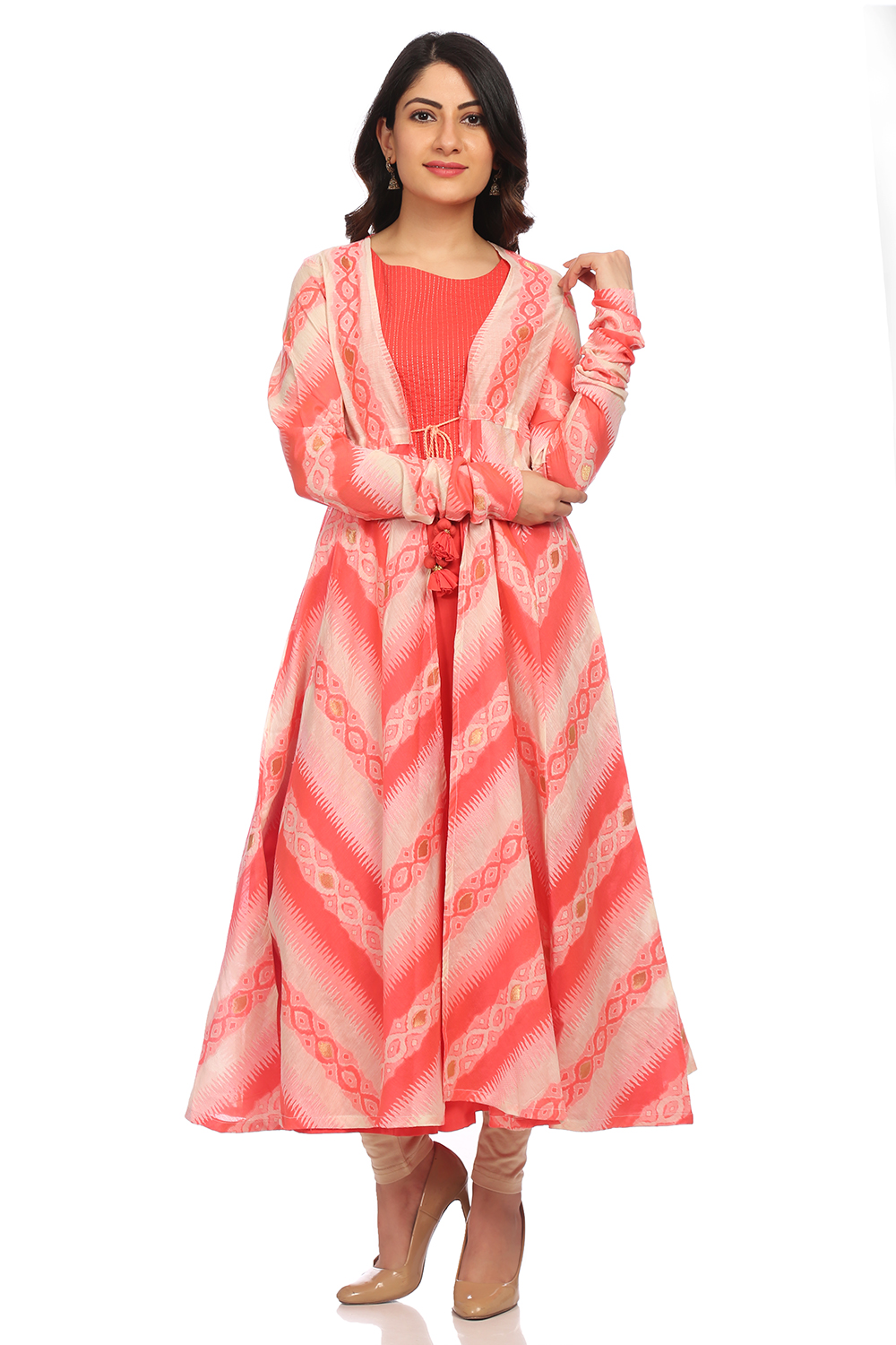 Coral Kalidar Poly Cotton Kurta image number 0