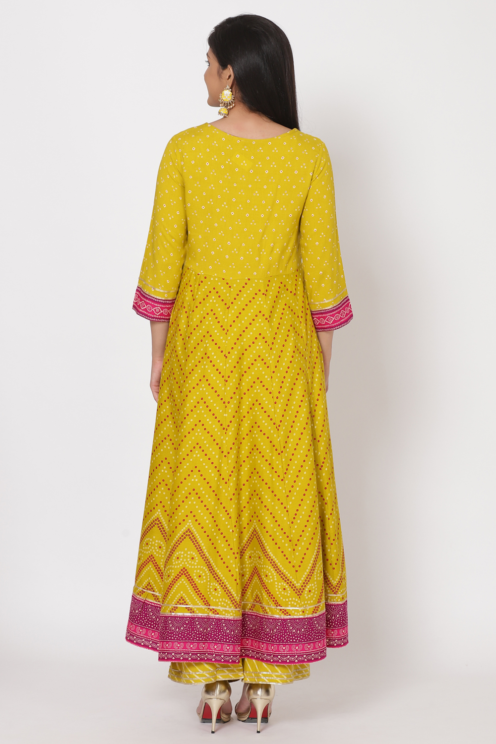 Lime Green Viscose Rayon Kalidar Kurta image number 5