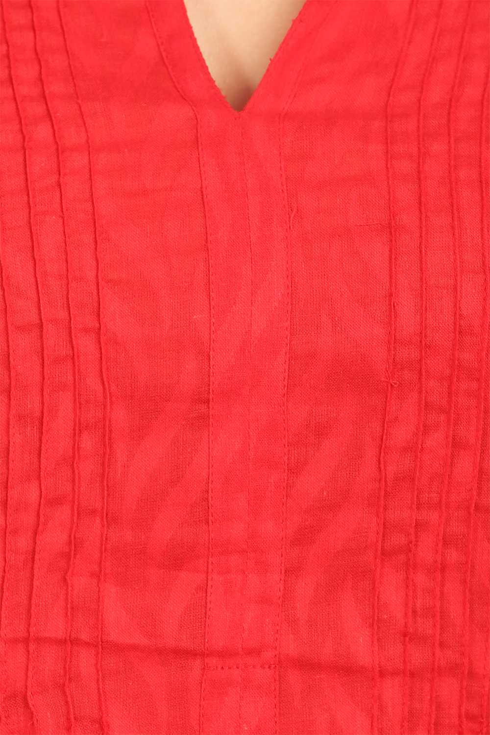 Red Straight Cotton Kurta image number 4