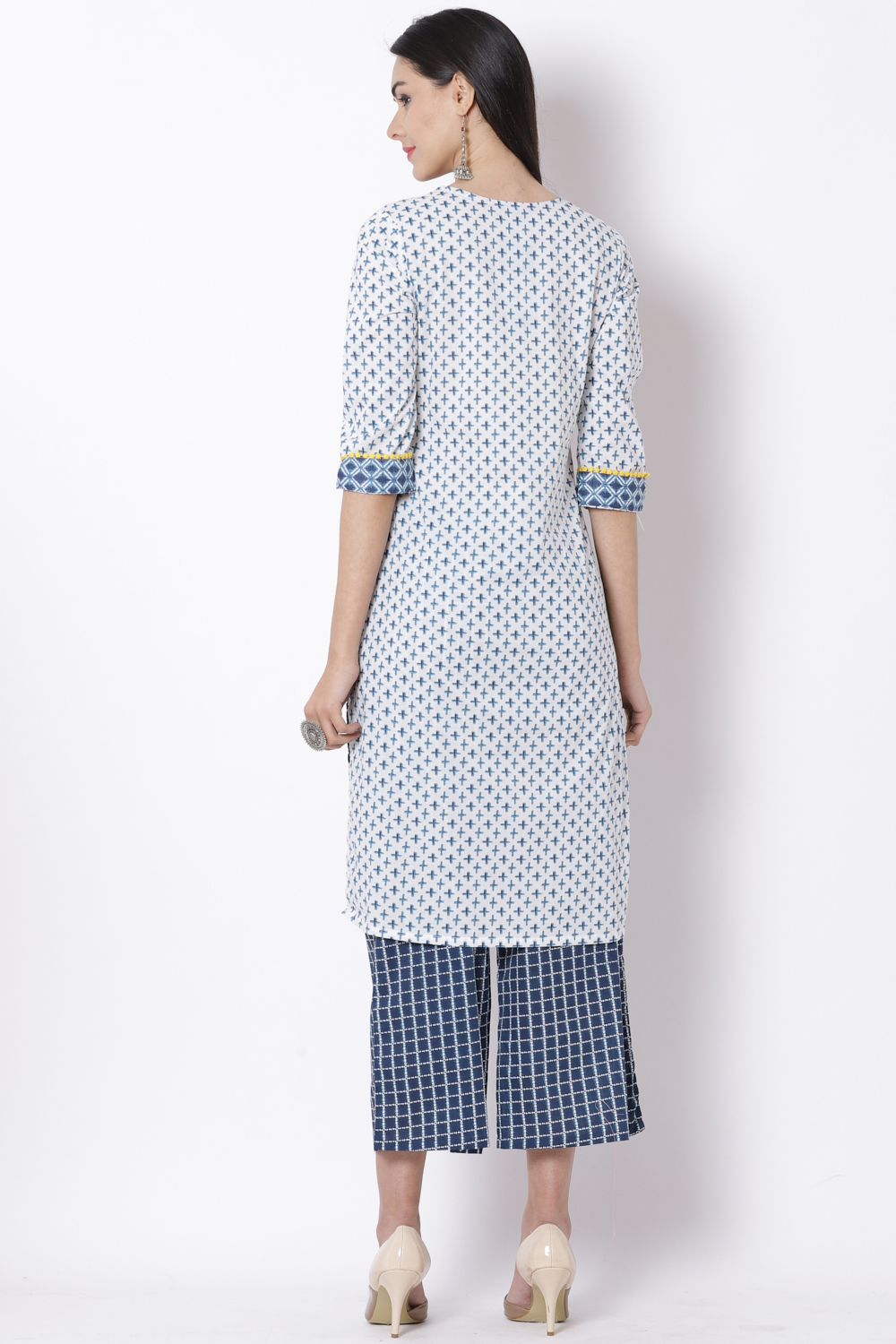 White Cotton Straight Kurta image number 5
