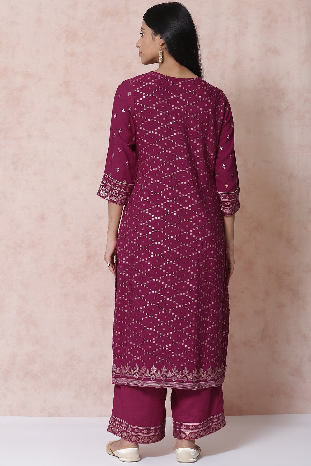 Wine LIVA Straight Kurta image number 5