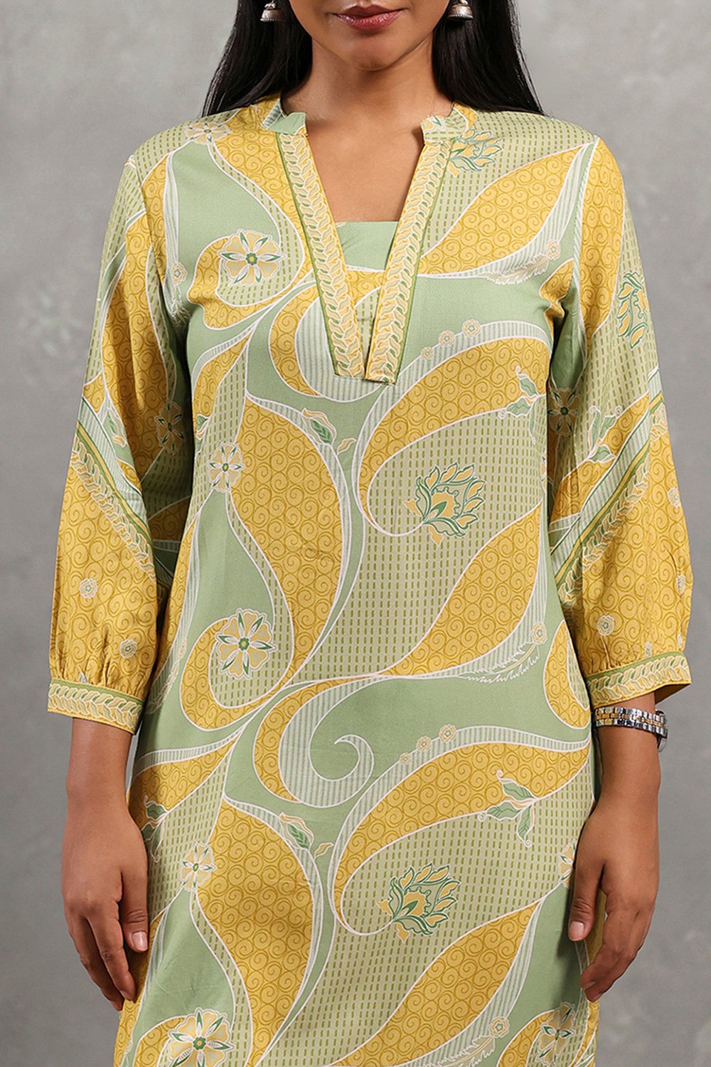 Ecru Viscose Rayon Printed Straight Kurta image number 1