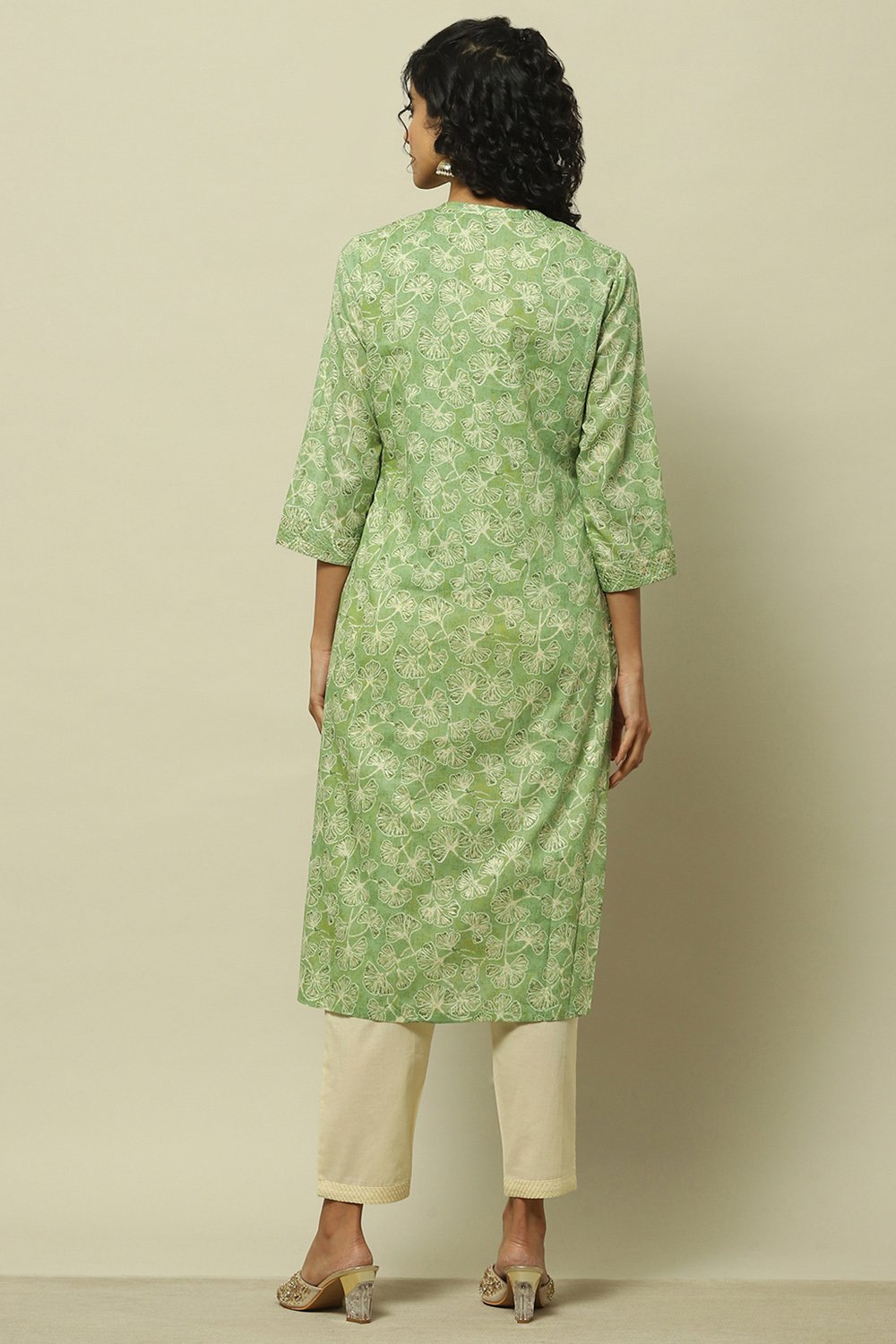 Blue Cotton Blend Printed Kurta & Pants Suit Set image number 5
