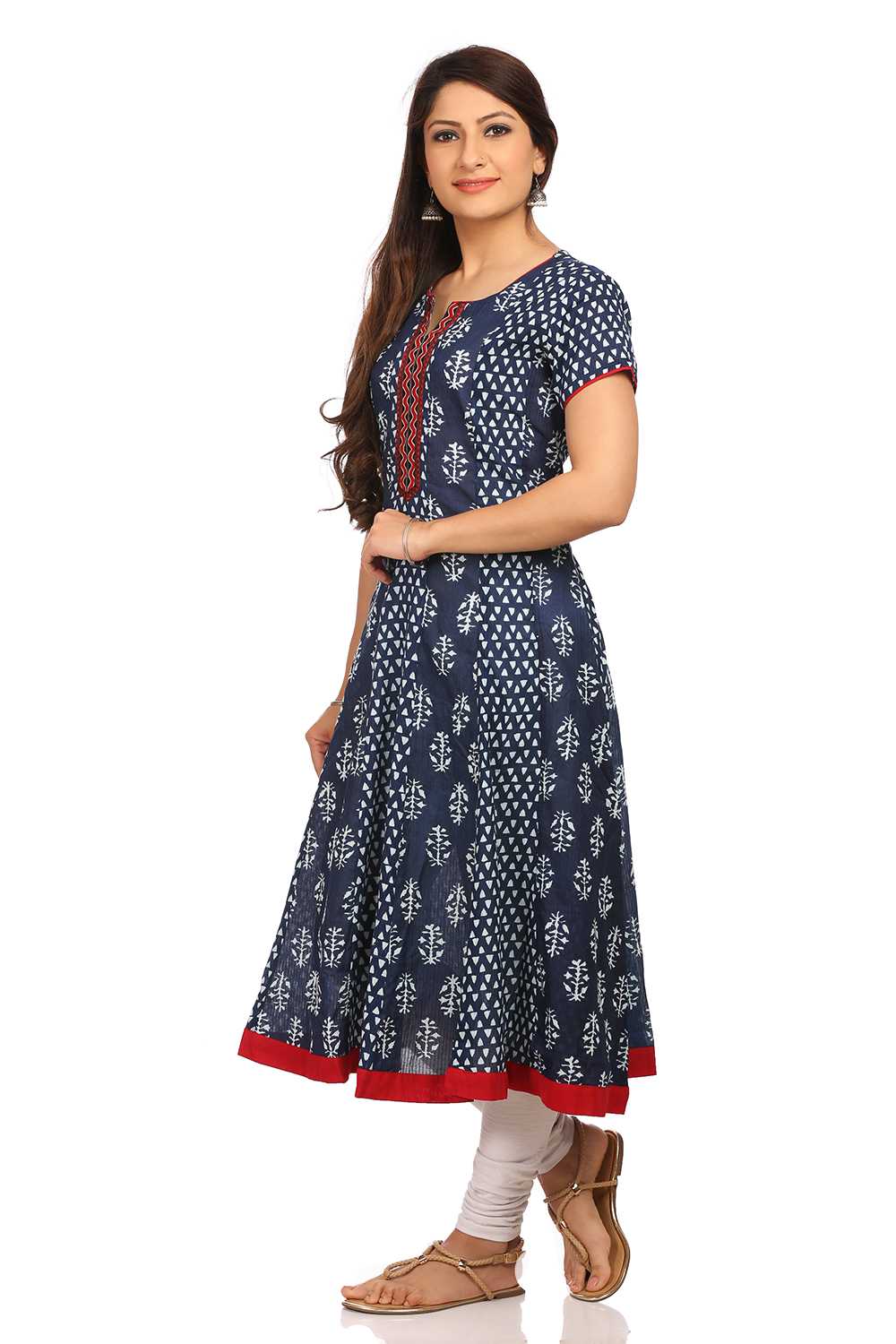 Indigo Flared Cotton Kurta image number 2