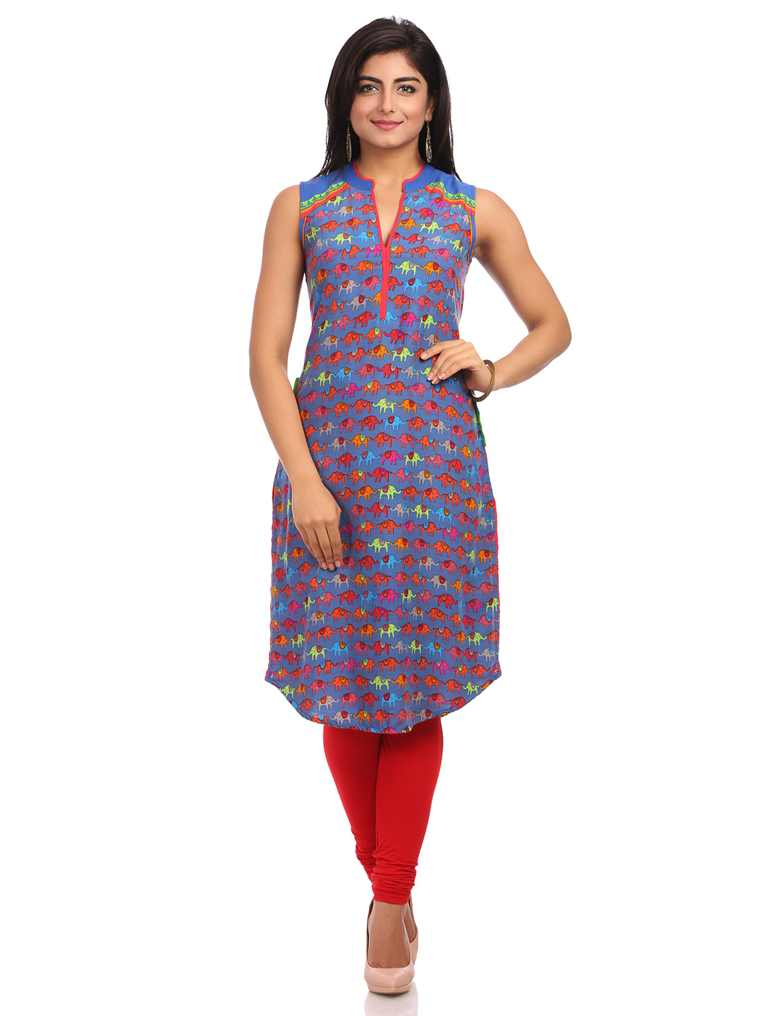 Blue Straight Cotton Kurta image number 0