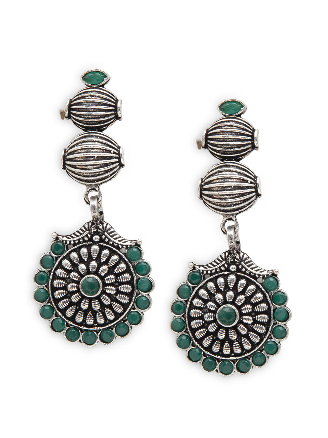 Green Metal Brass Earring image number 0