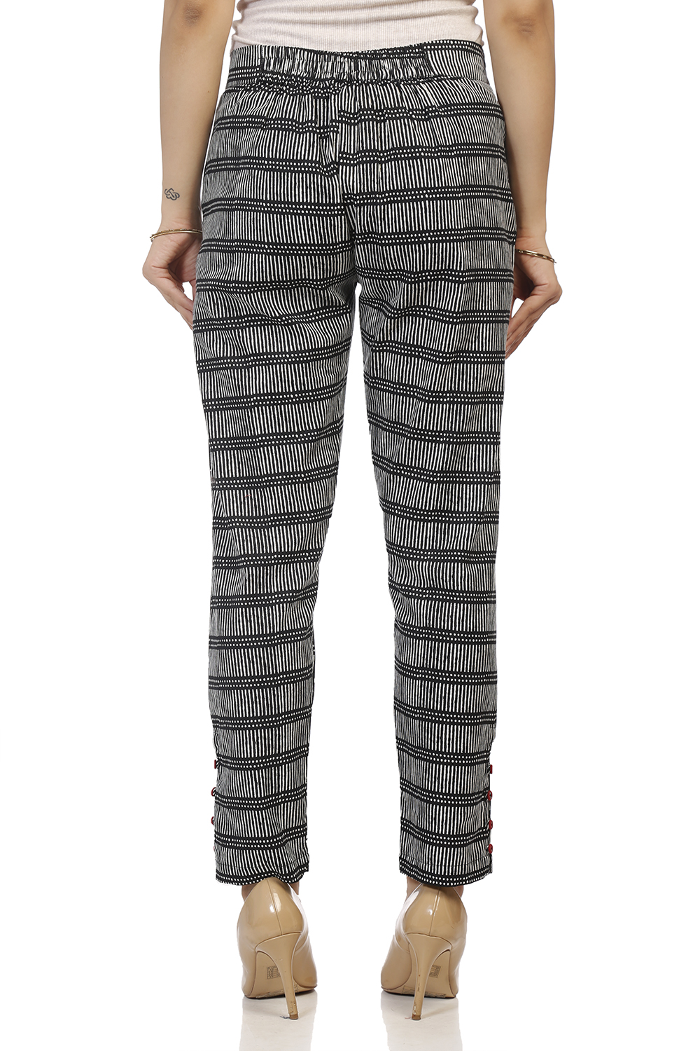 Black Cotton Slim Pants image number 3