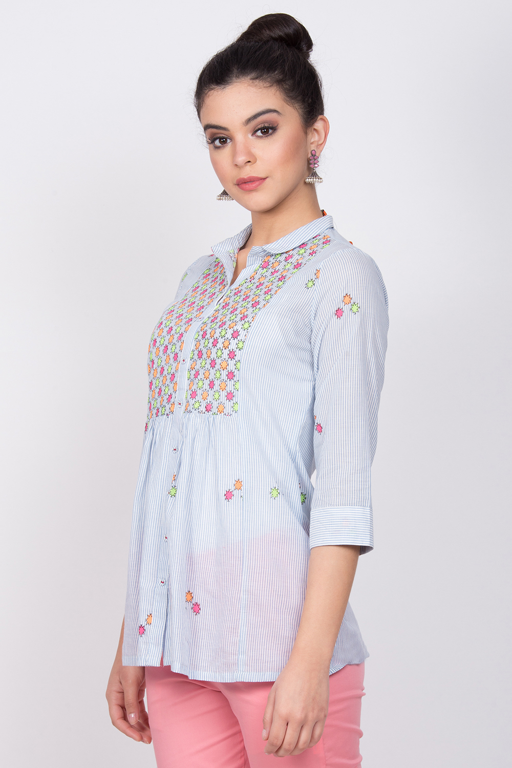 Light Blue Cotton Indie Top image number 2