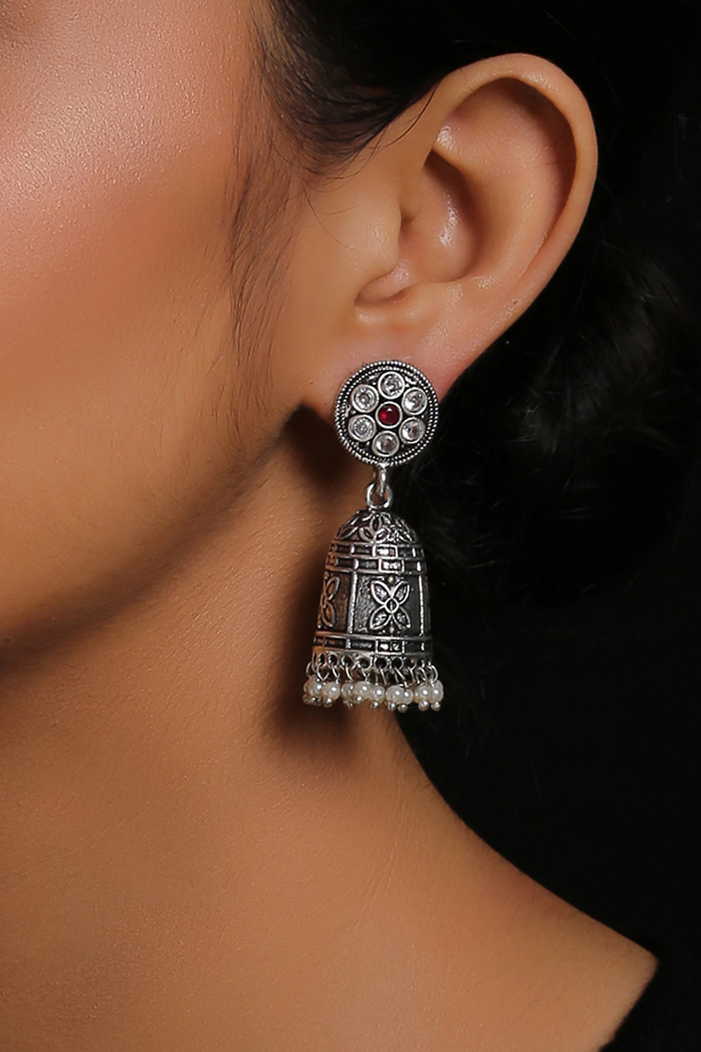 Red Metal Brass Earring image number 0