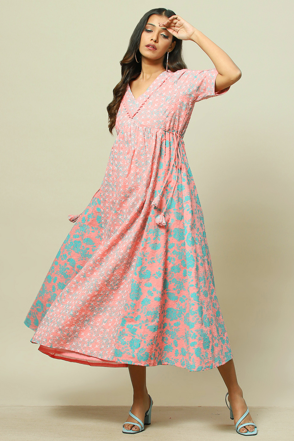 Buy Coral Cotton Straight Dress 1N by Rangriti