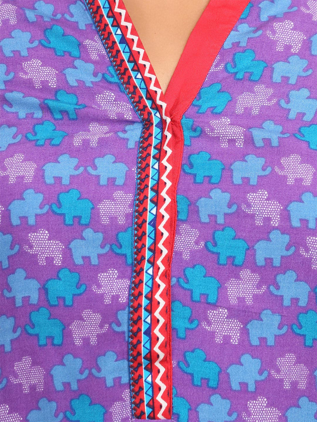 Purple Straight Cotton Kurta image number 4