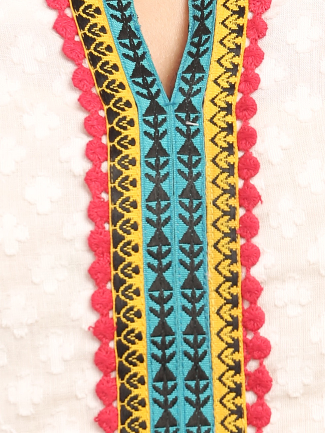 White Flared Cotton Kurta image number 4
