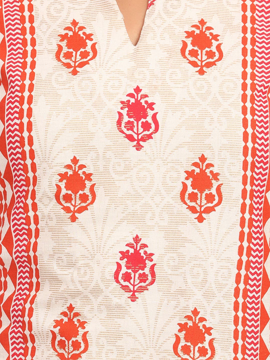 Beige Asymmetric Cotton Kurta image number 4