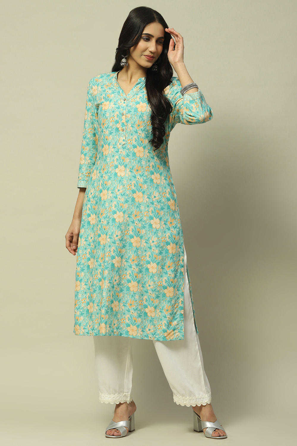 Pink Rayon Staight Kurta image number 0