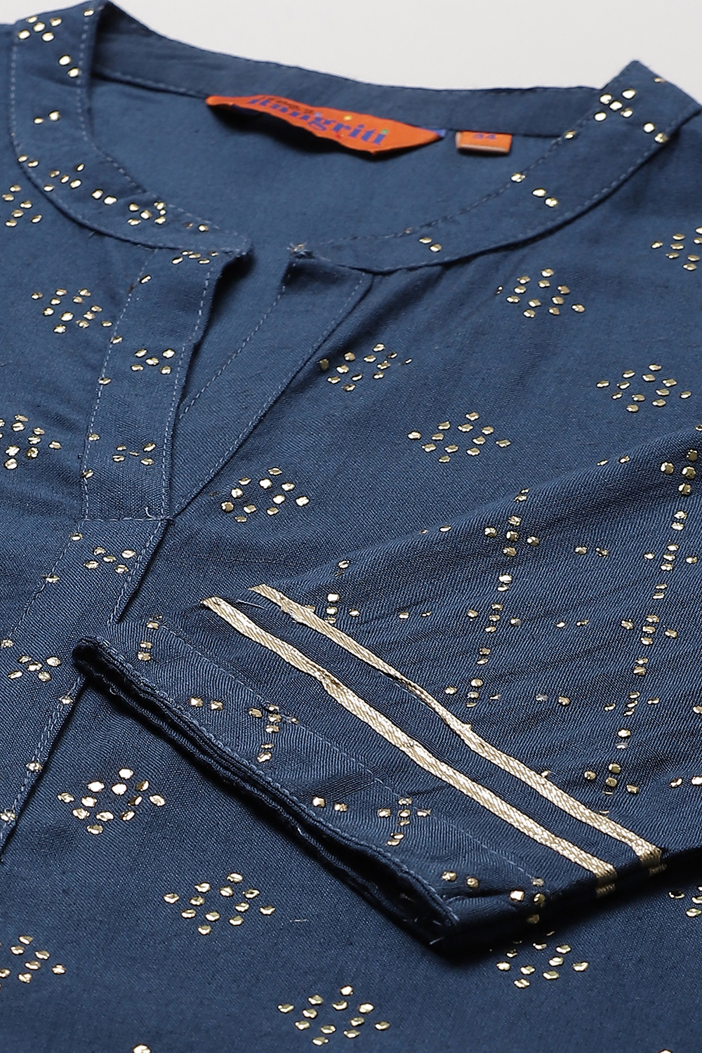 Indigo LIVA Asymmetric Kurta image number 1