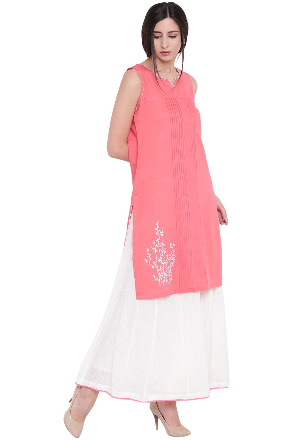 Red Cotton Straight Kurta image number 2
