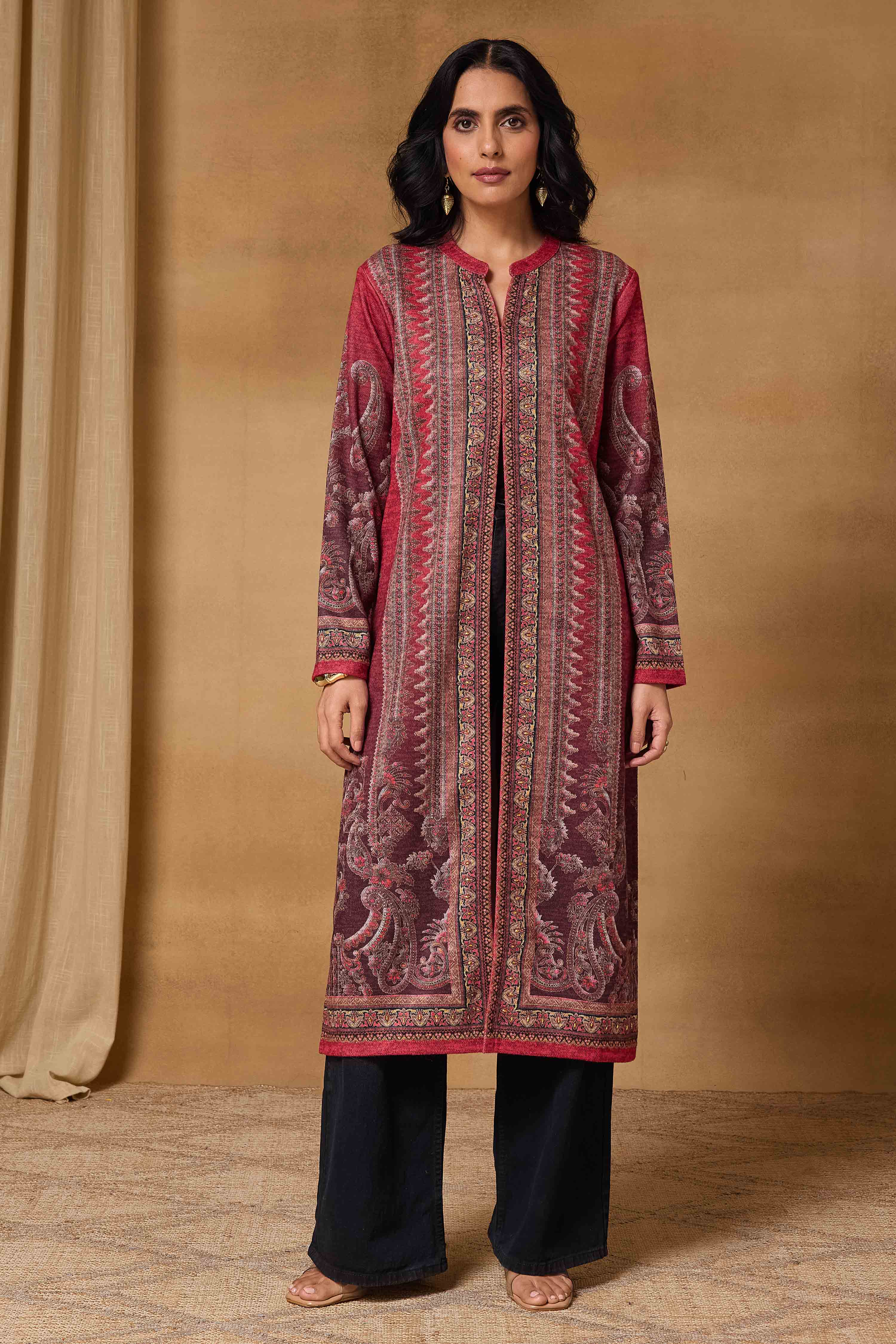 Maroon Polyester Regular Printed Cape image number 6