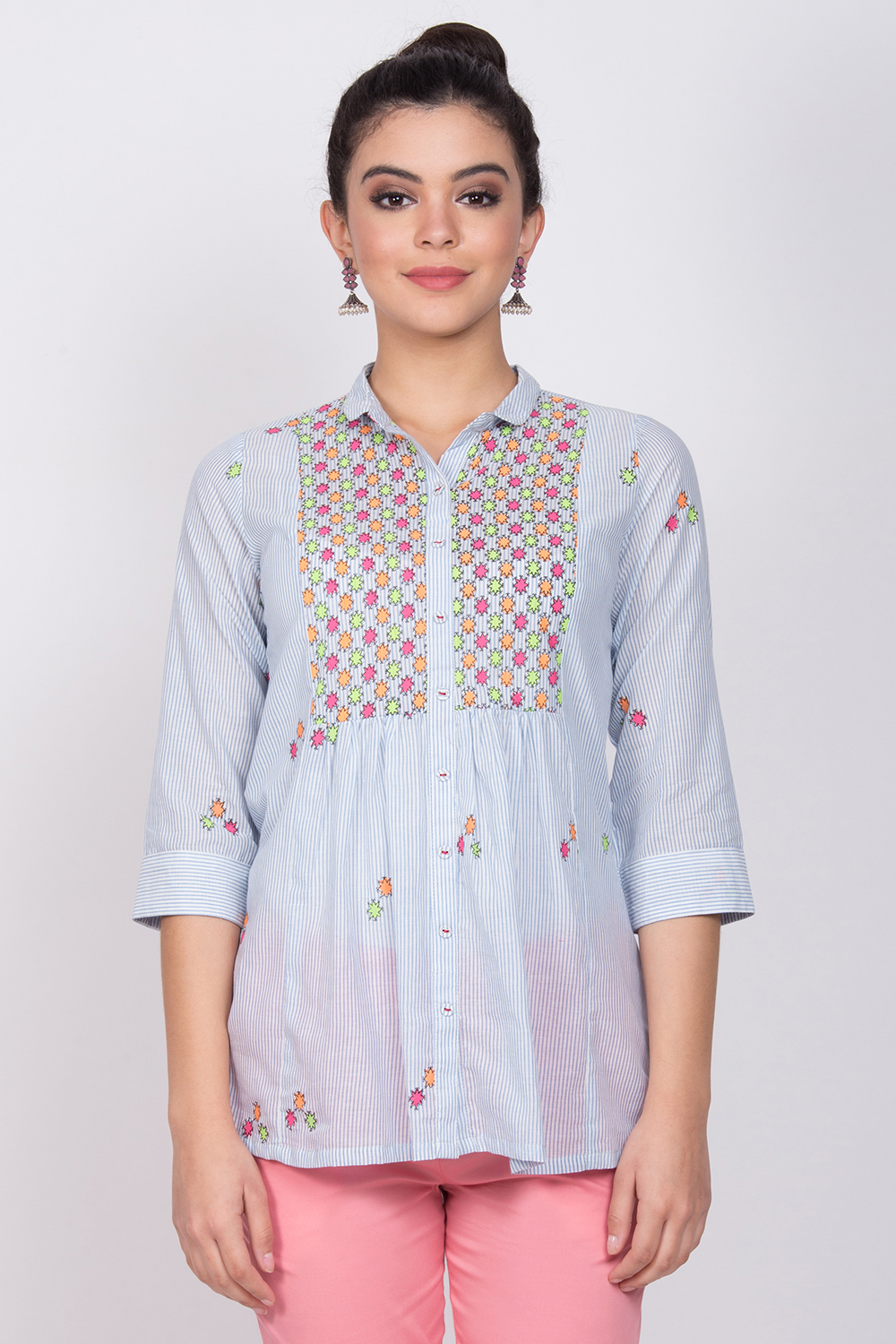 Light Blue Cotton Indie Top image number 0