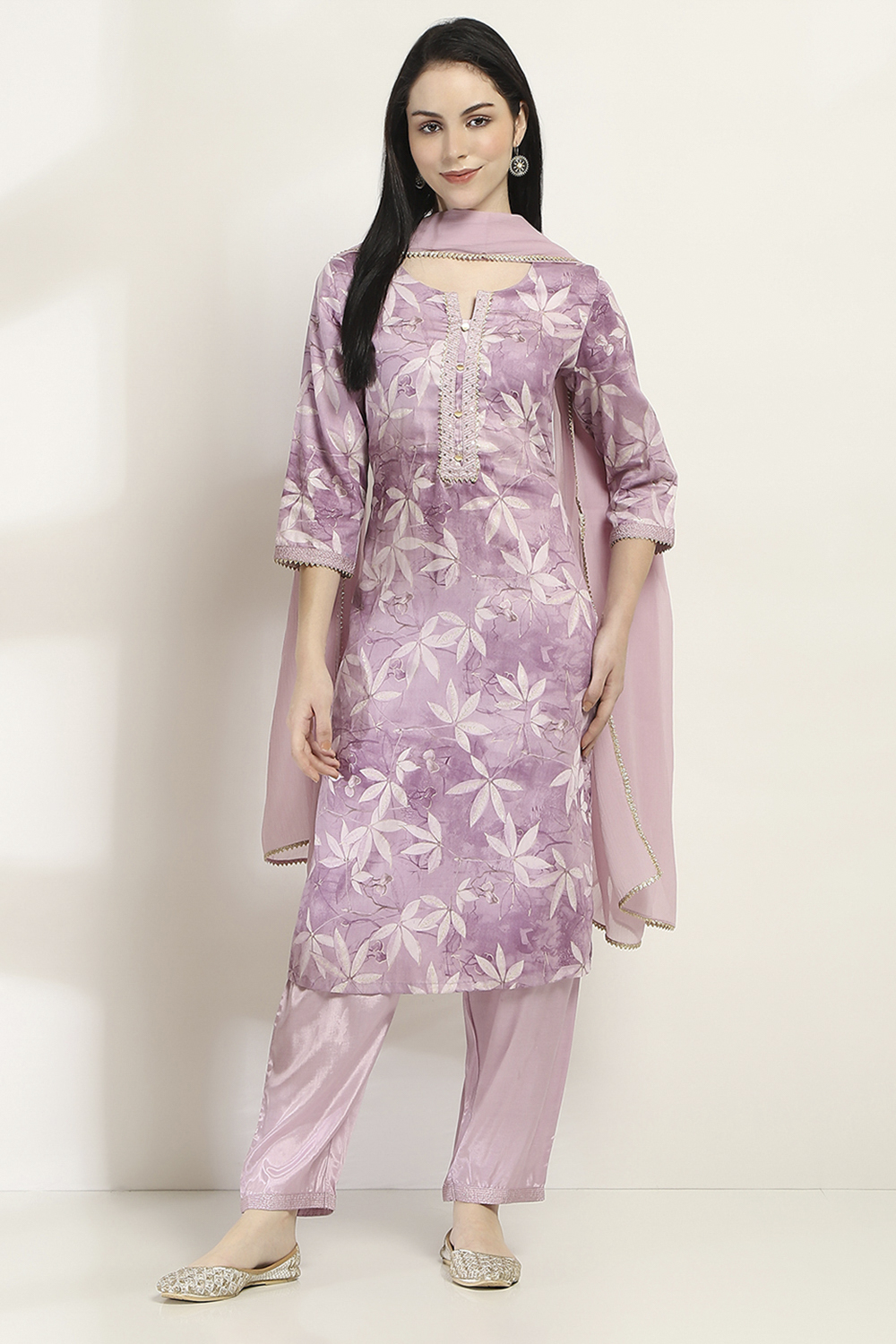 Mauve Cotton Straight Set image number 6