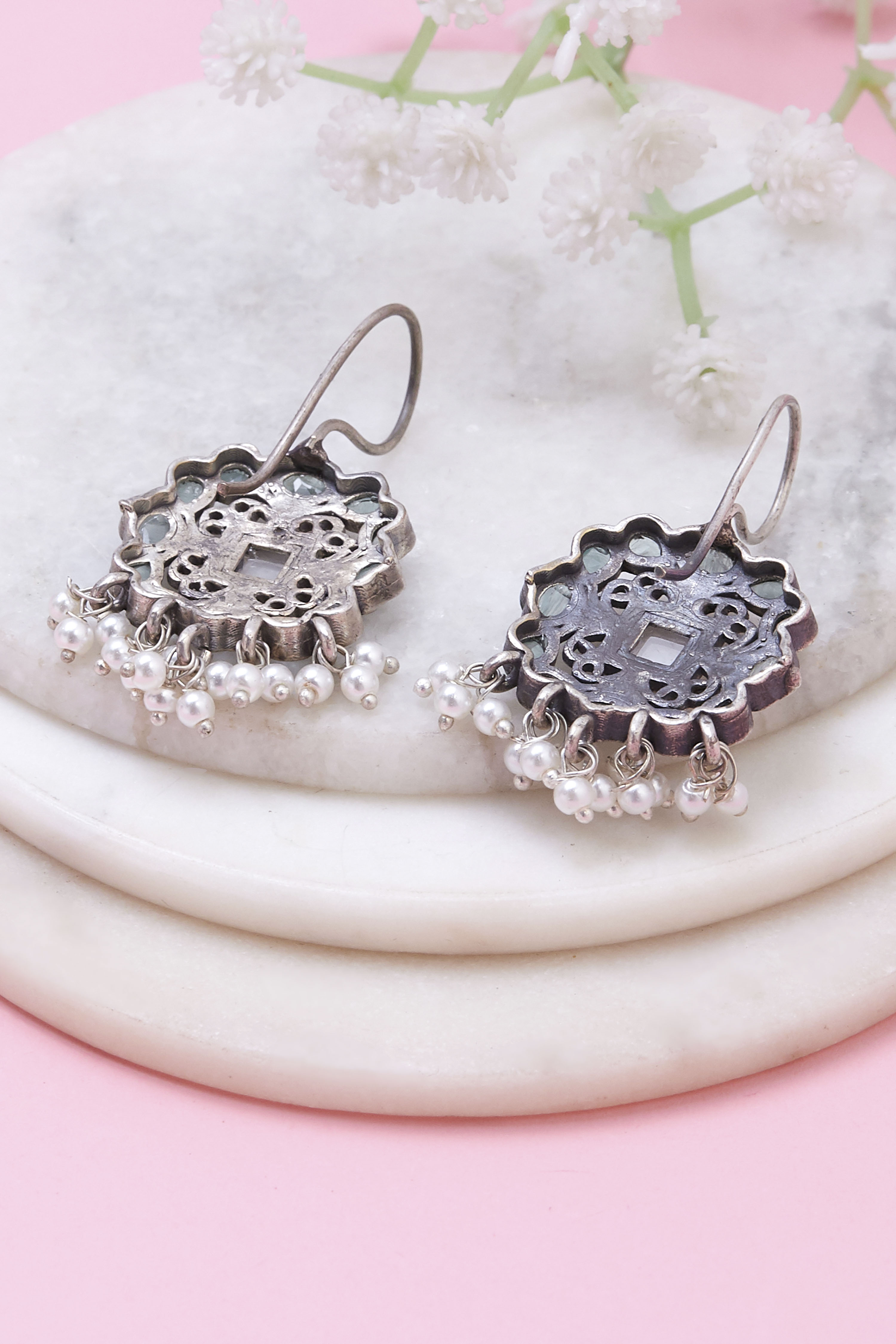 Mint Green Brass Drop & danglers image number 2