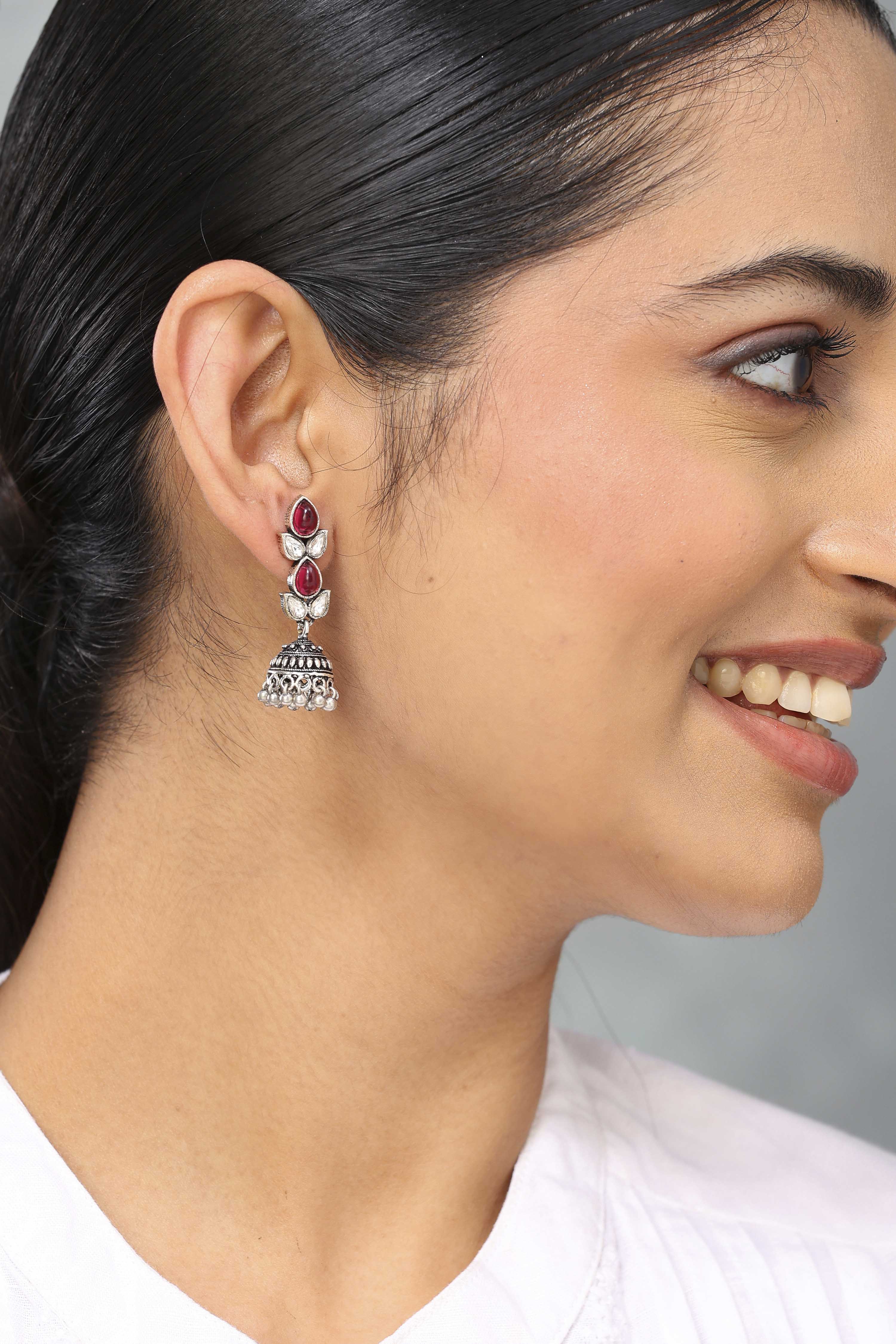 Red Brass Jhumka image number 1