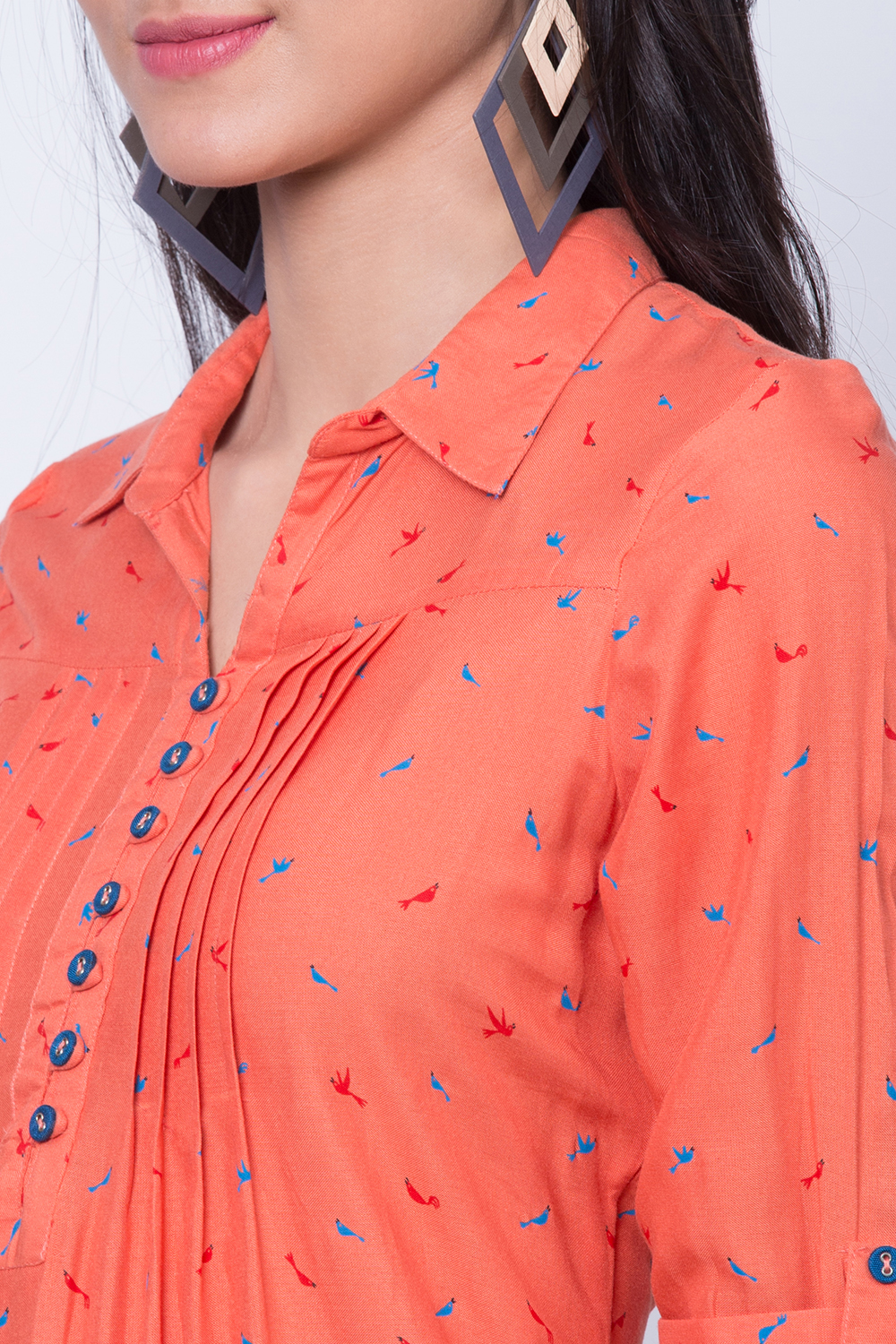 Coral Viscose Rayon Top image number 1