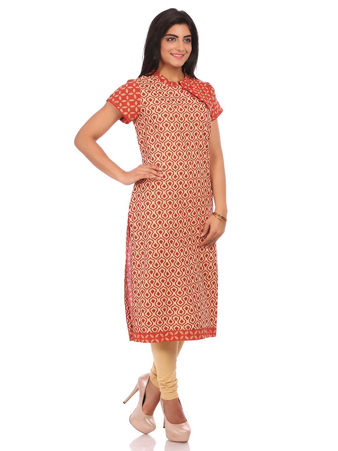 Dark Maroon Straight Cotton Kurta image number 1
