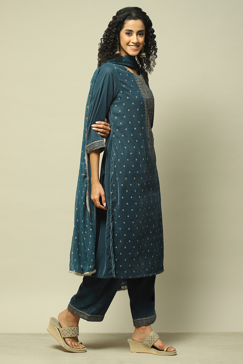 Wine Polyester Straight Printed Kurta Palazzo Suit Set image number 6