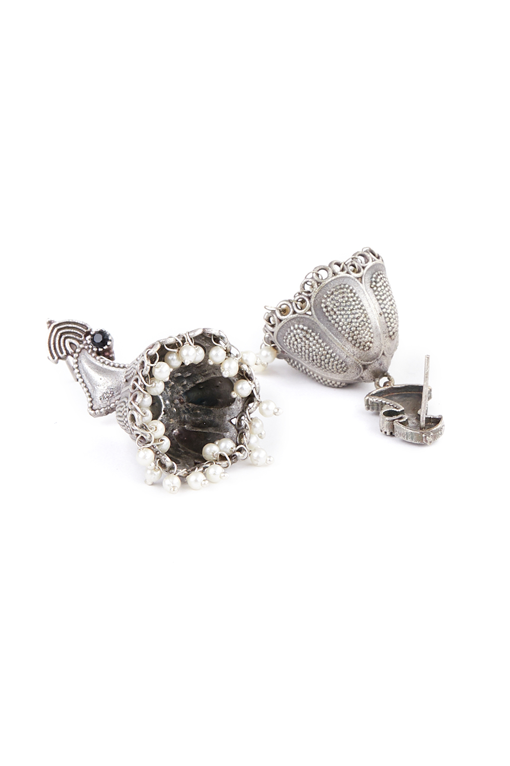 Silver Metal Brass Earrings image number 3