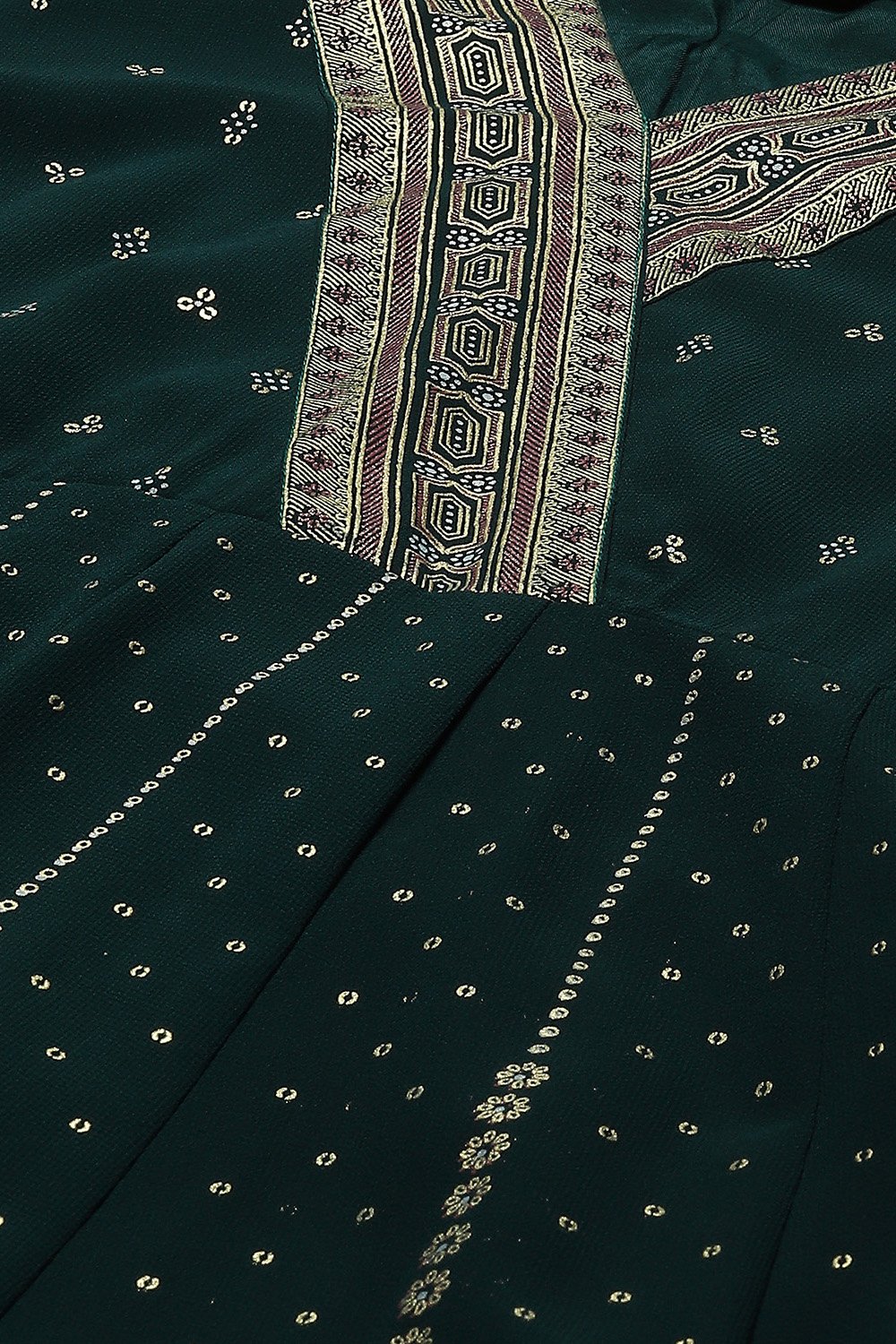 Green Polyester Kalidar Printed Dress image number 1