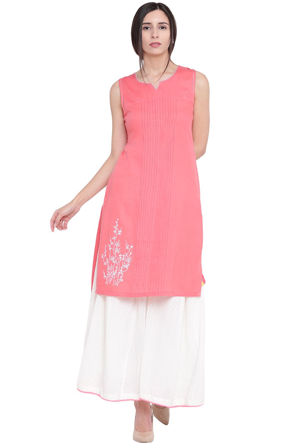 Red Cotton Straight Kurta image number 0