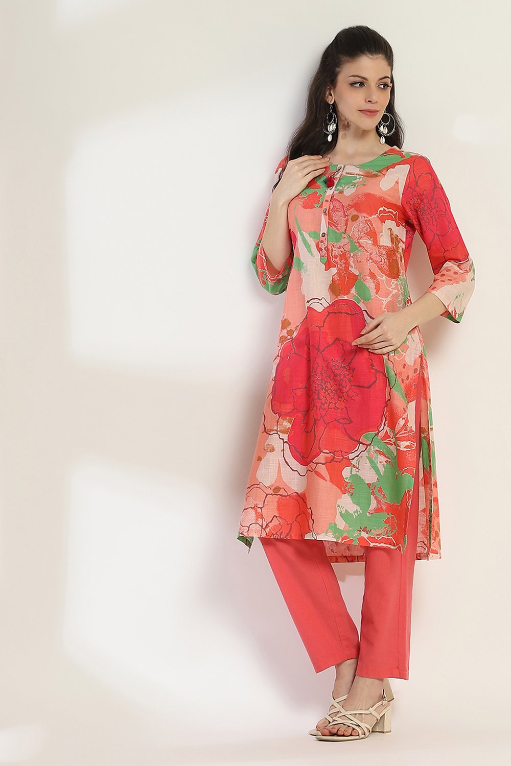 Aqua Cotton Straight Kurta image number 0